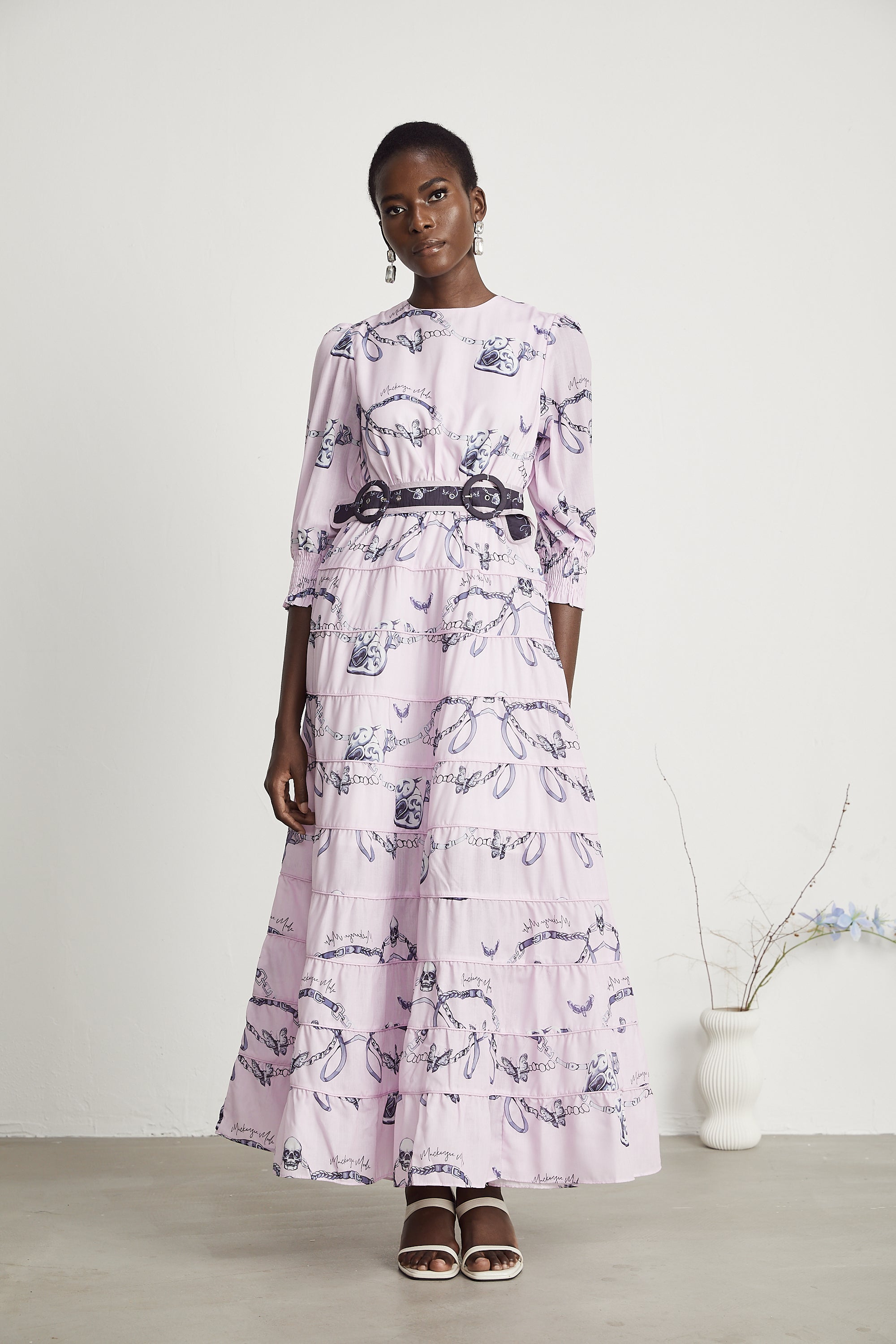 Vittoria graphic-print belted midi dress