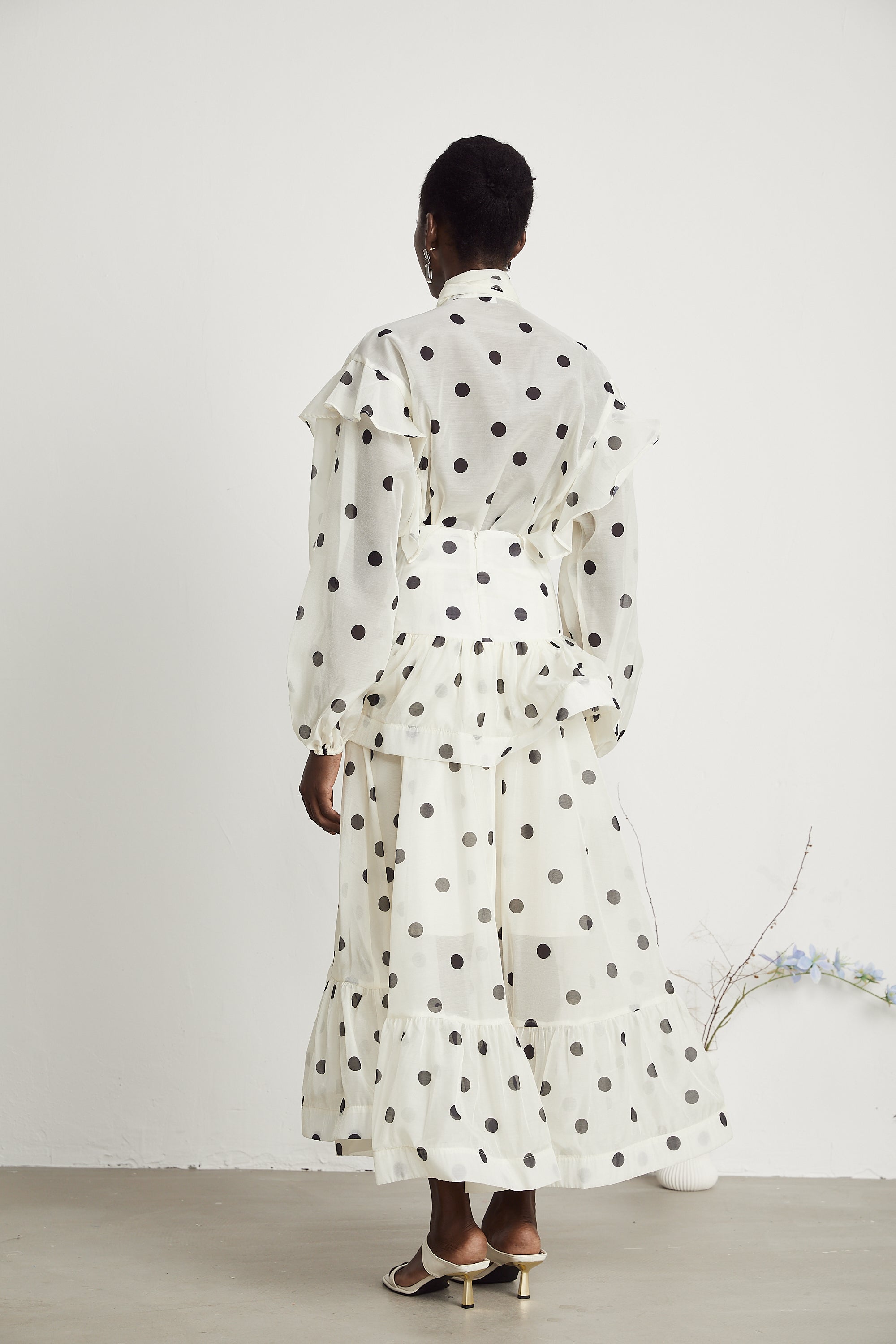 Chloé polka-dot print semi-sheer shirt & skirt matching set