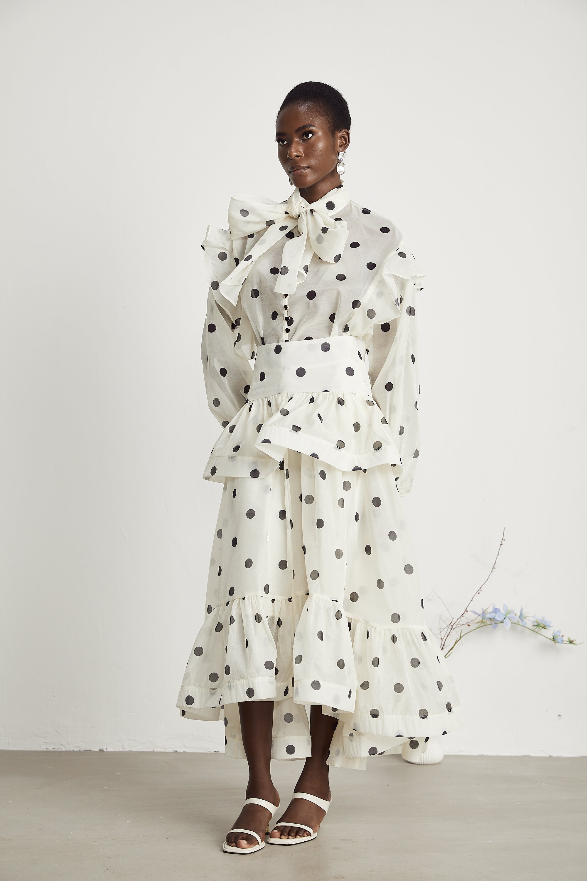 Chloé polka-dot print semi-sheer shirt & skirt matching set