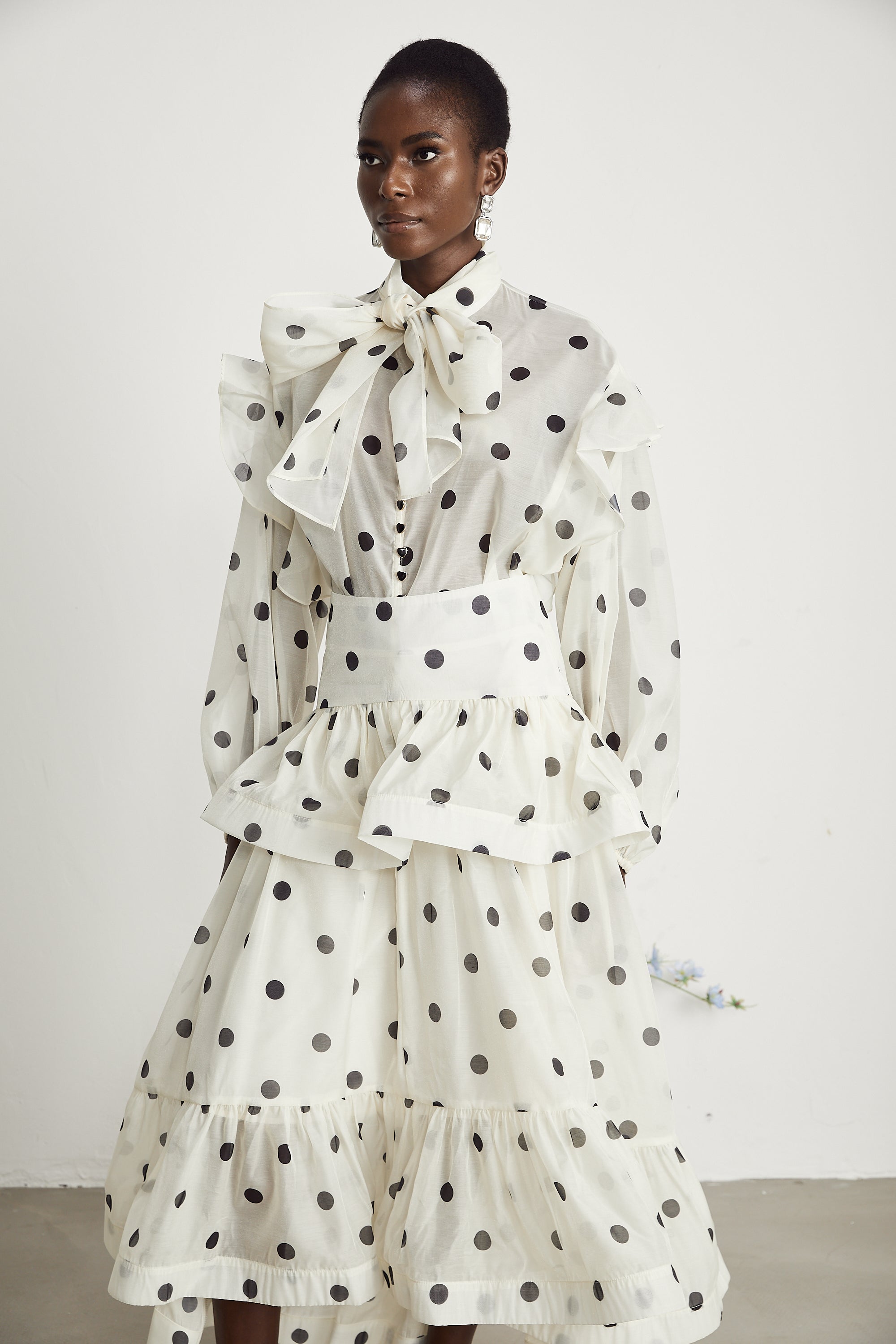 Chloé polka-dot print semi-sheer shirt & skirt matching set