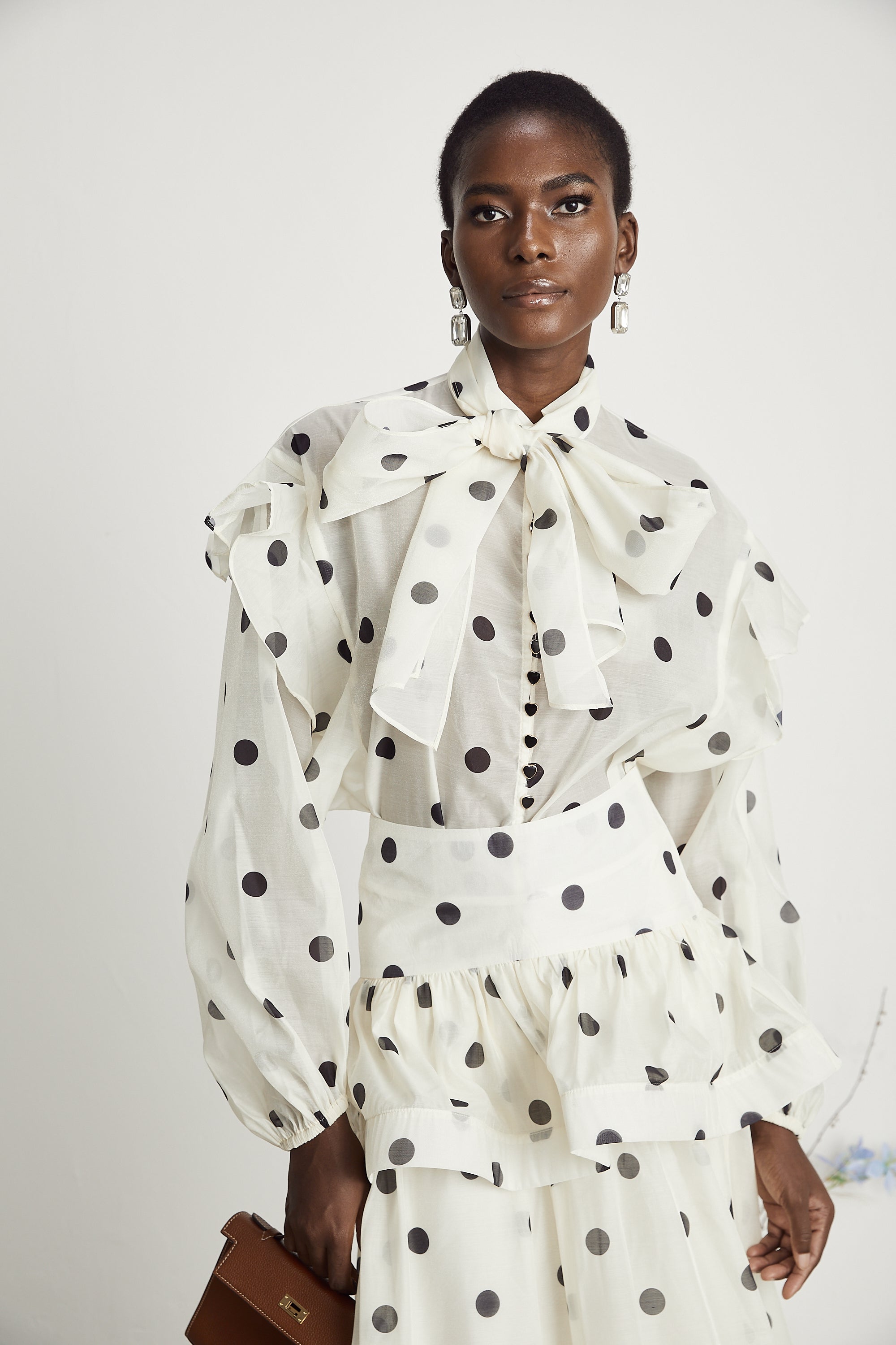 Chloé polka-dot print semi-sheer shirt & skirt matching set