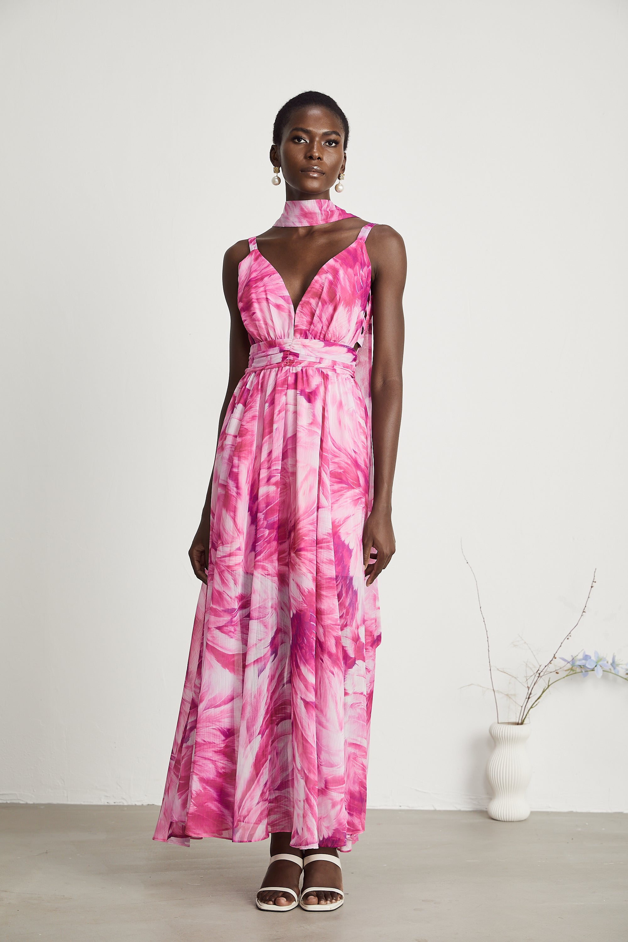 Florence V-neck floral maxi dress