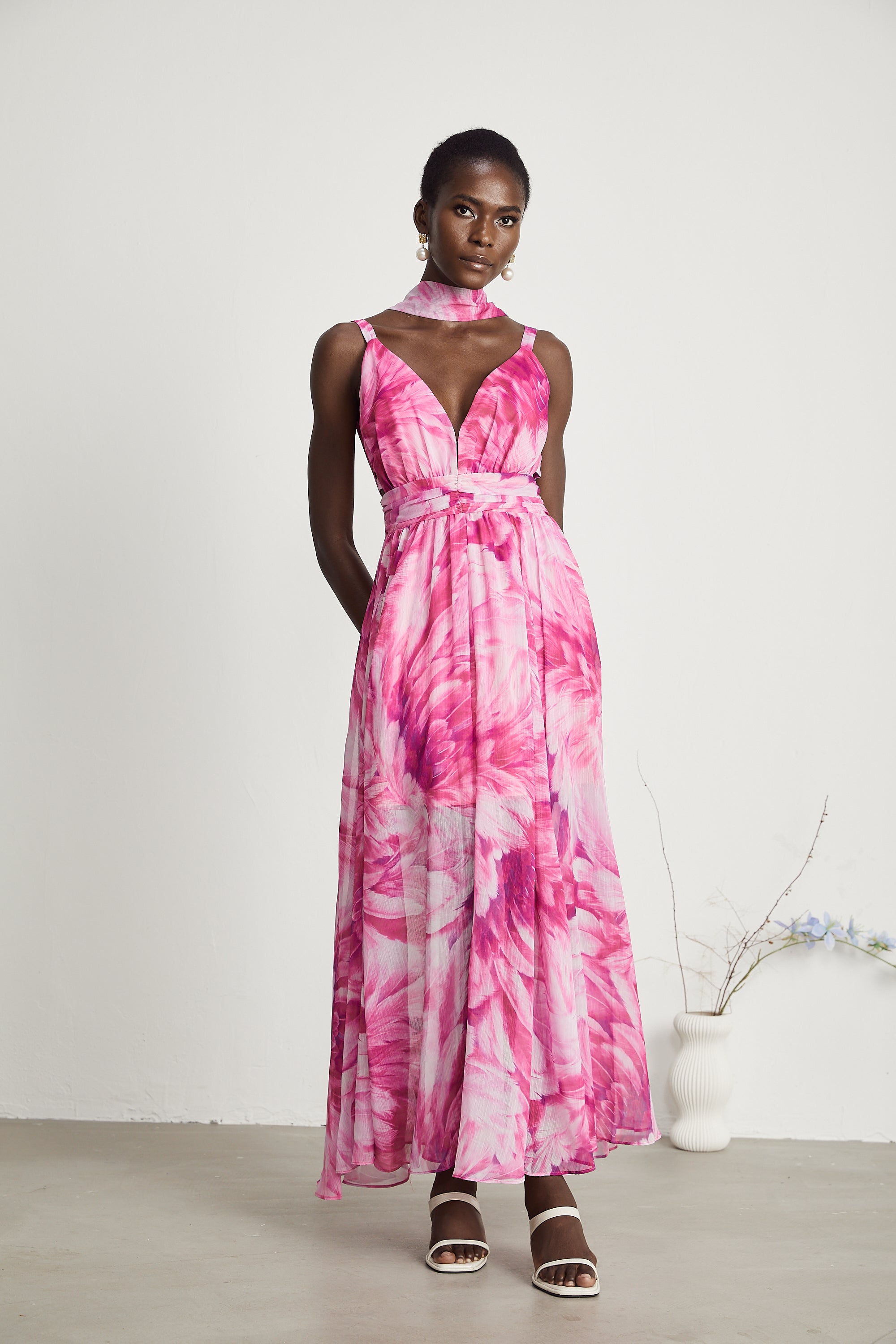 Florence V-neck floral maxi dress