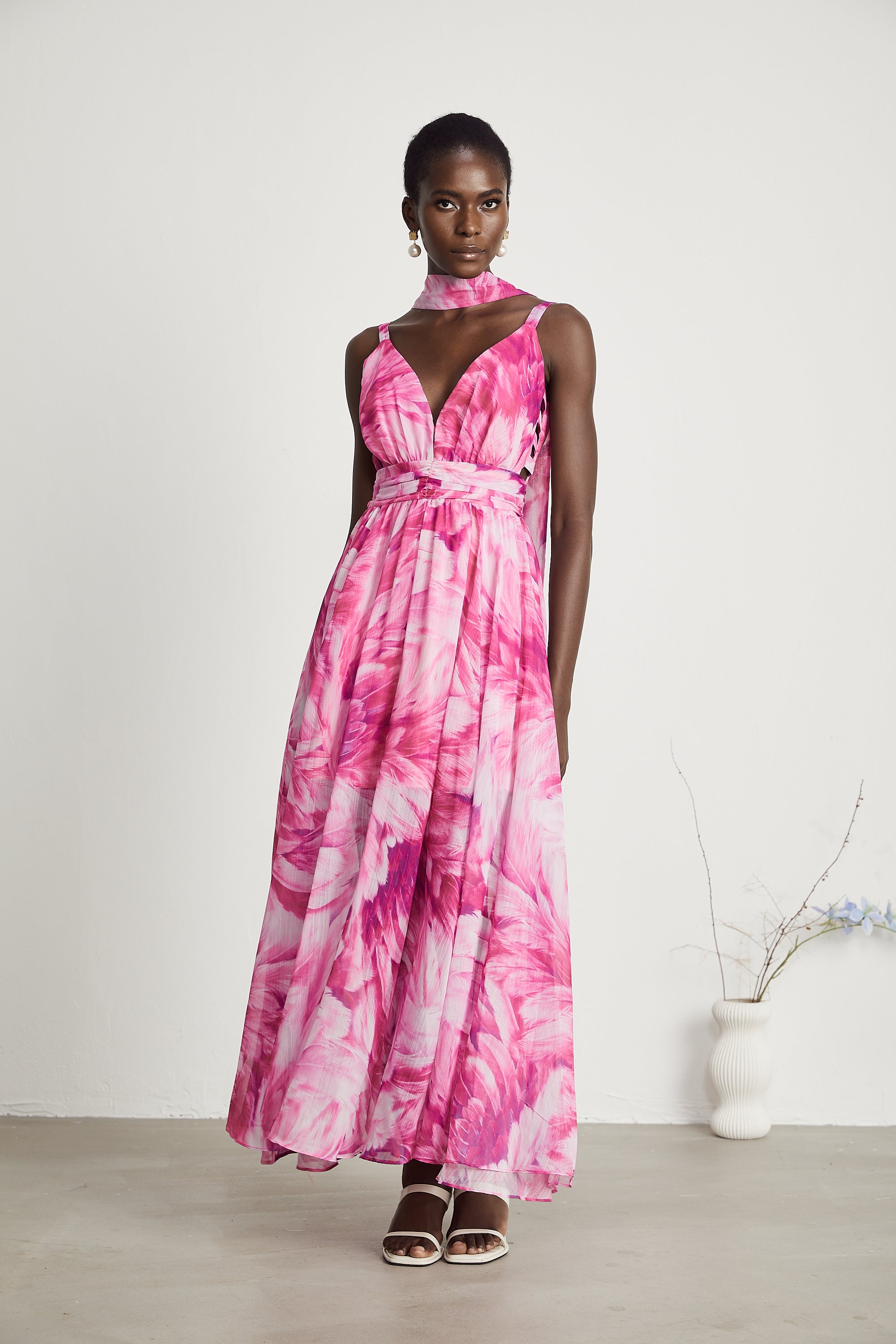 Florence V-neck floral maxi dress