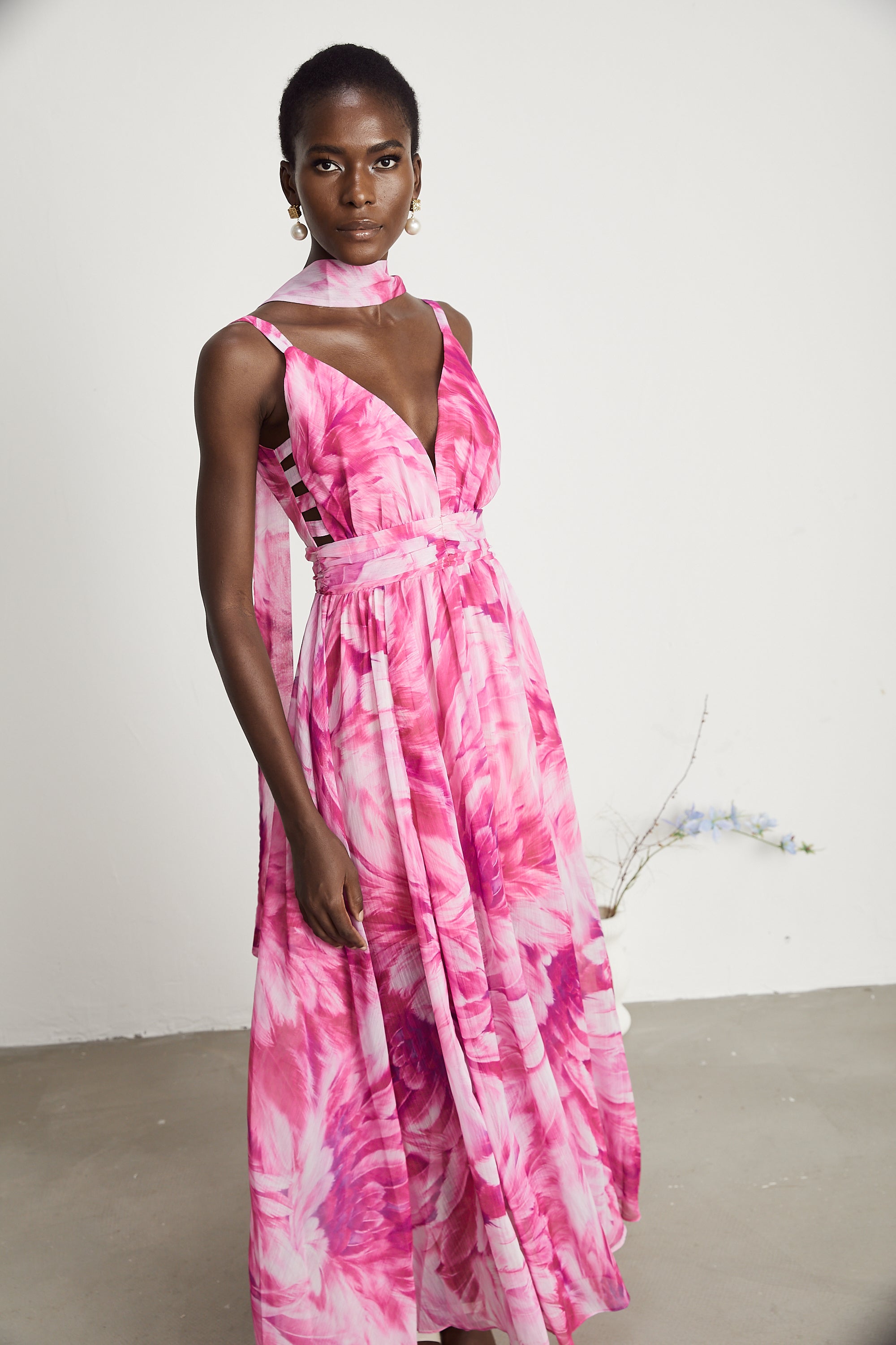 Florence V-neck floral maxi dress