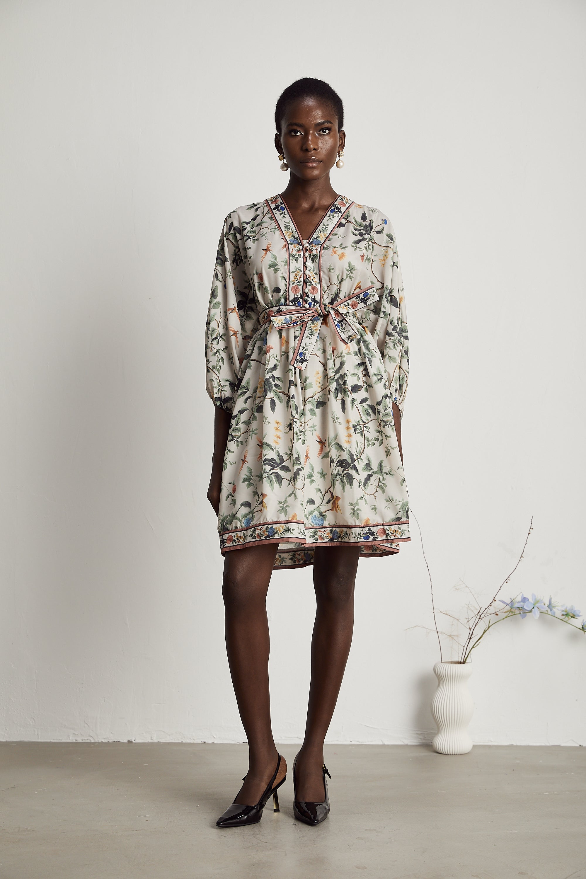 Mathilde V-neck floral-print mini dress