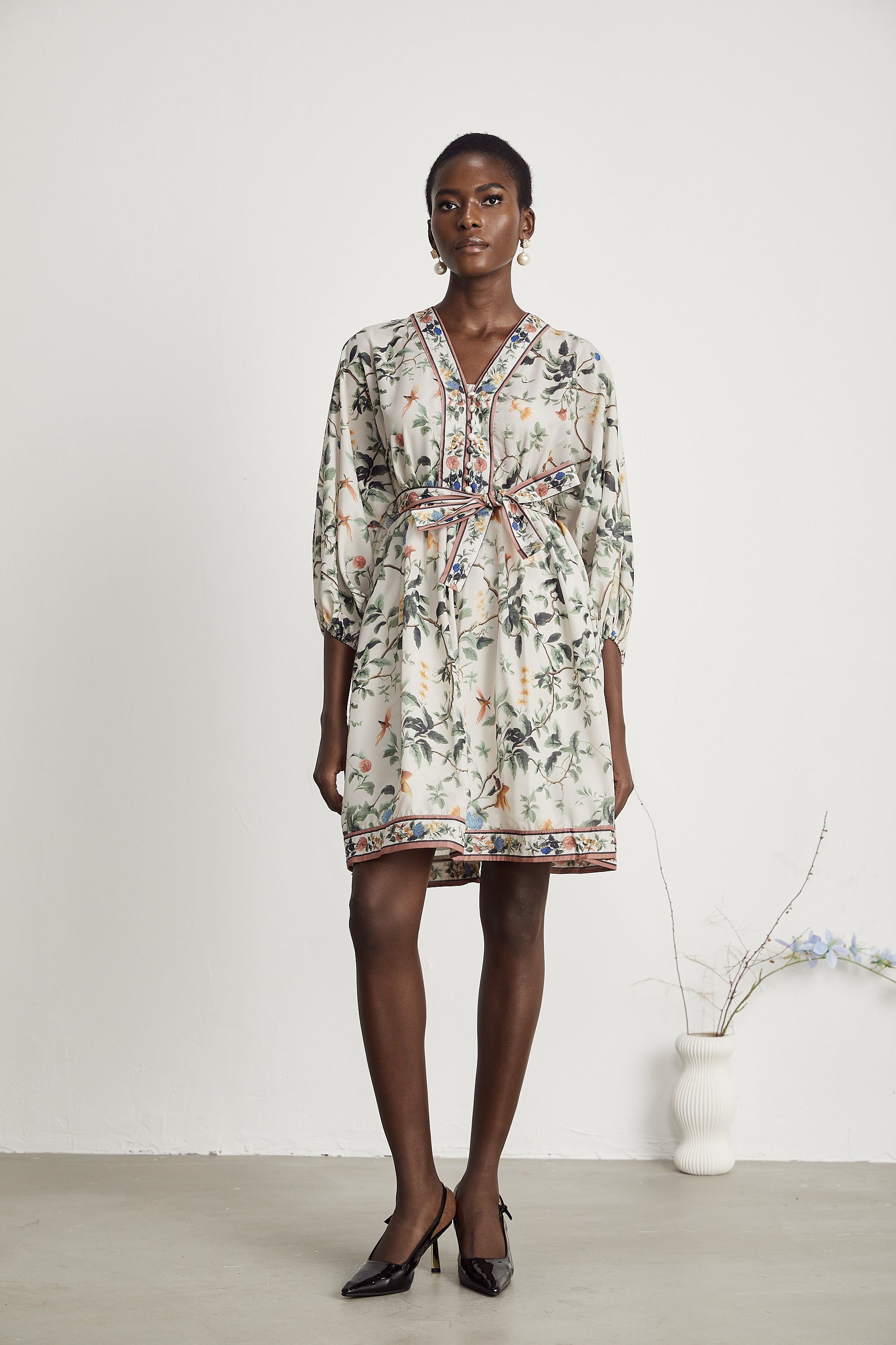 Mathilde V-neck floral-print mini dress