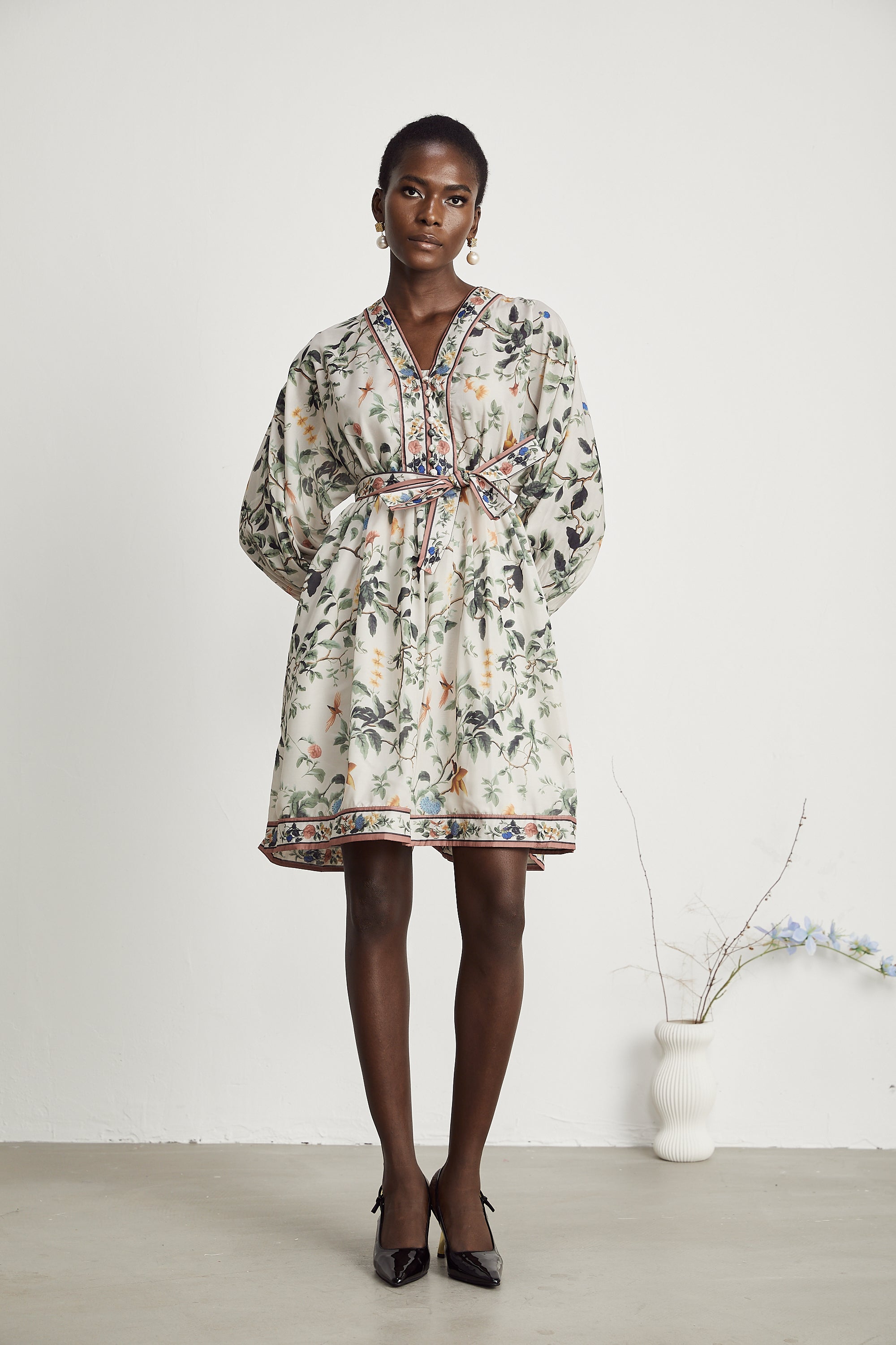 Mathilde V-neck floral-print mini dress