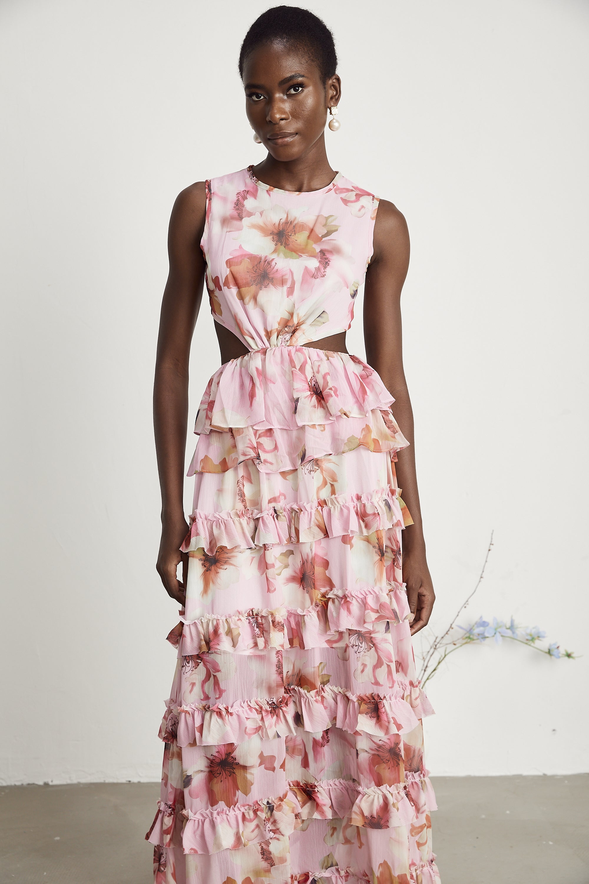 Blanche floral-print tiered midi dress