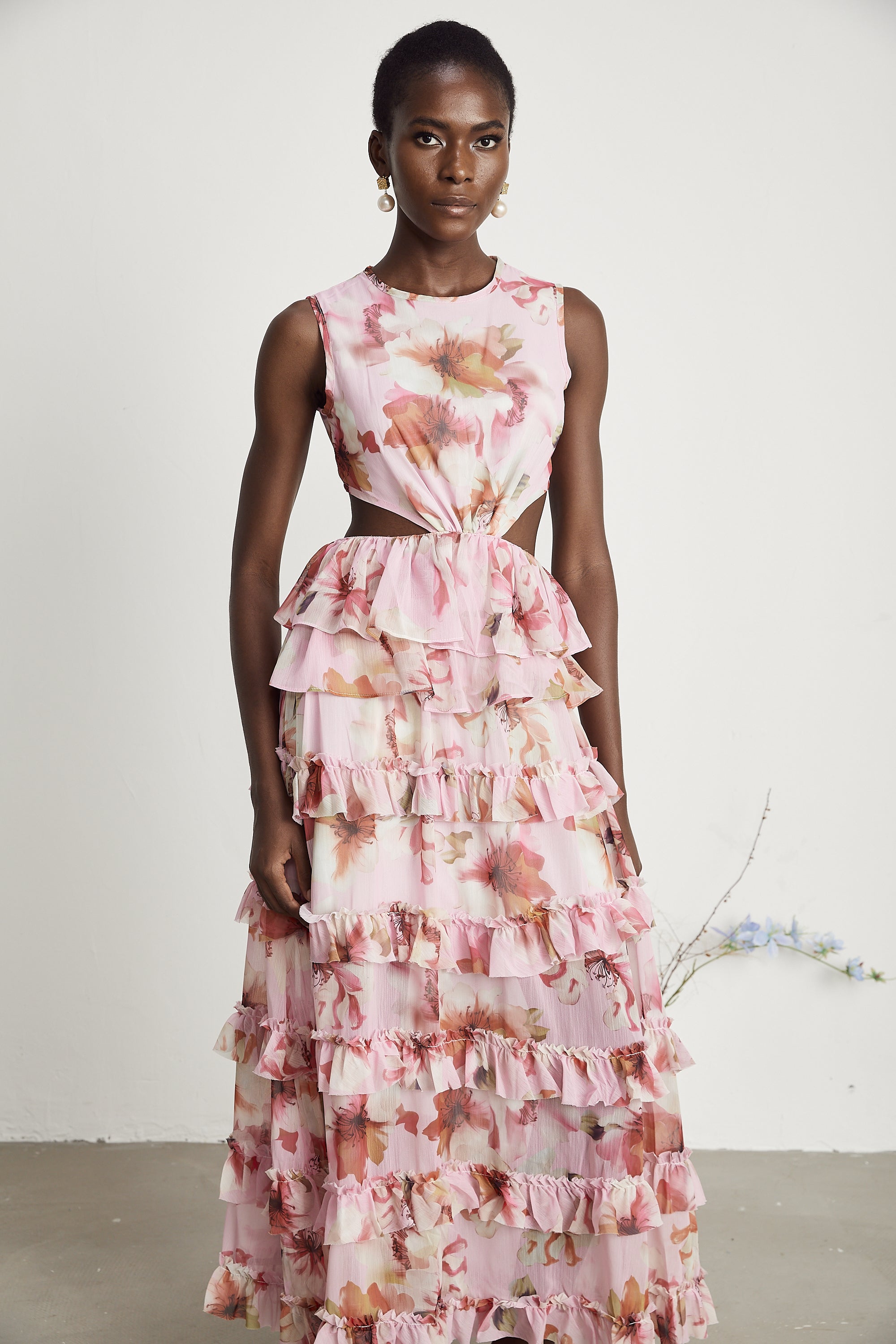 Blanche floral-print tiered midi dress