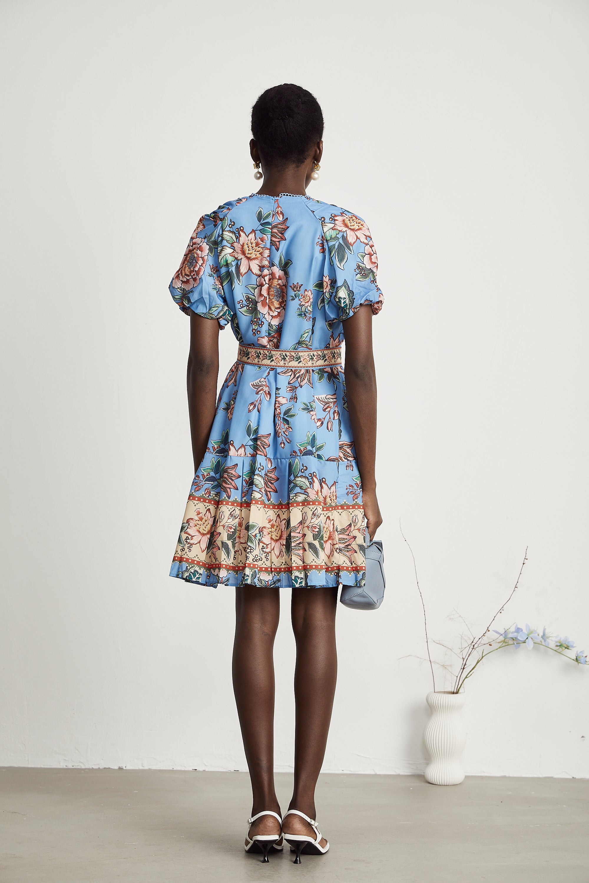 Coralie floral-print pleated mini dress