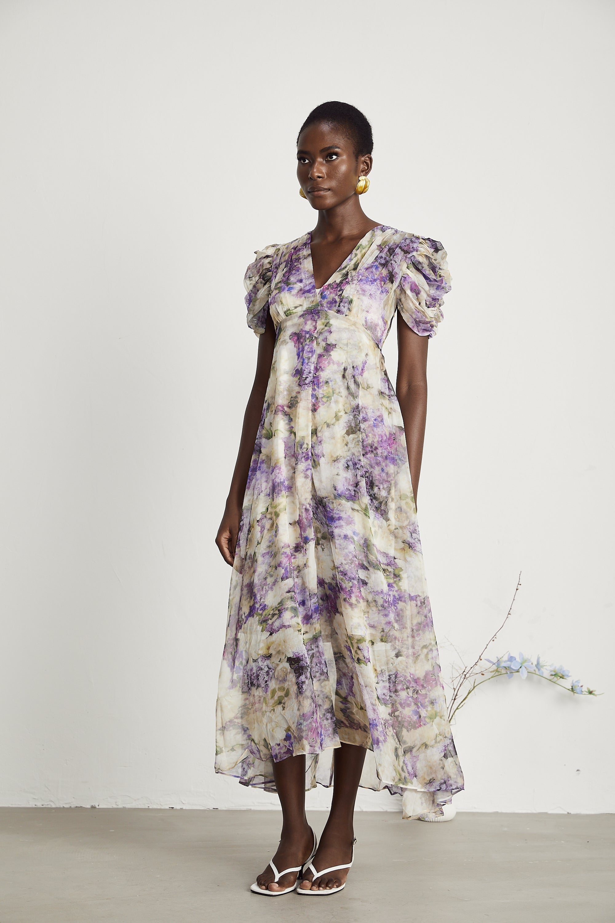 Chantal floral-print semi-sheer midi dress