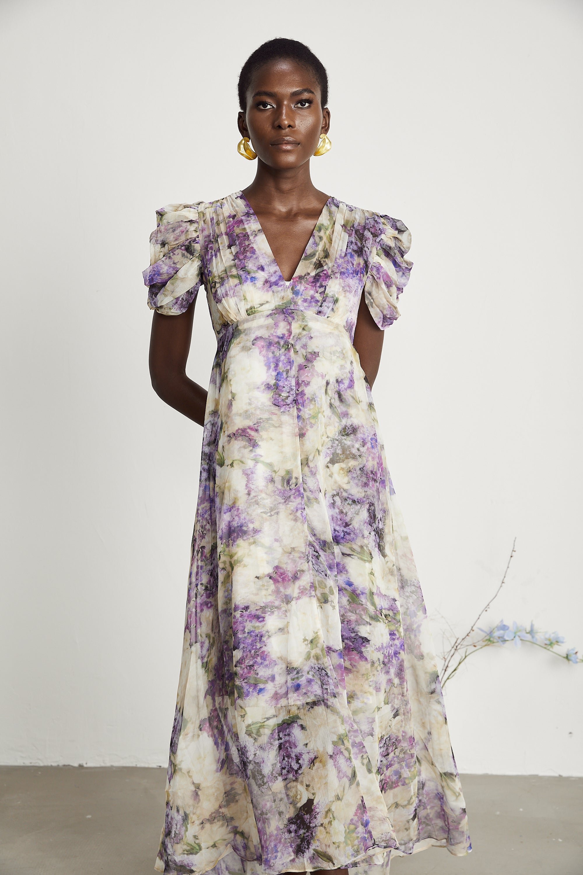 Chantal floral-print semi-sheer midi dress