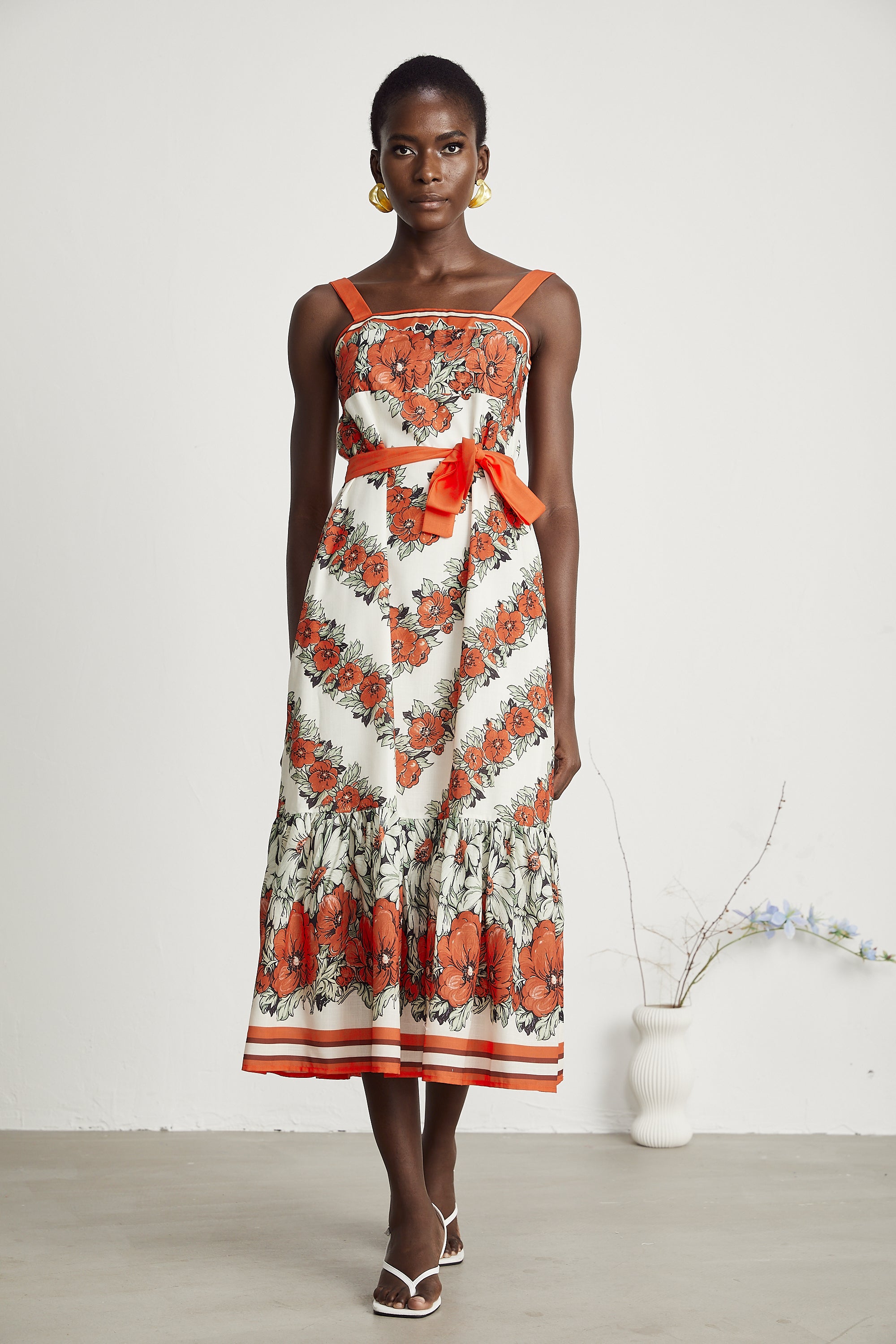 Elizabeth floral-print midi dress