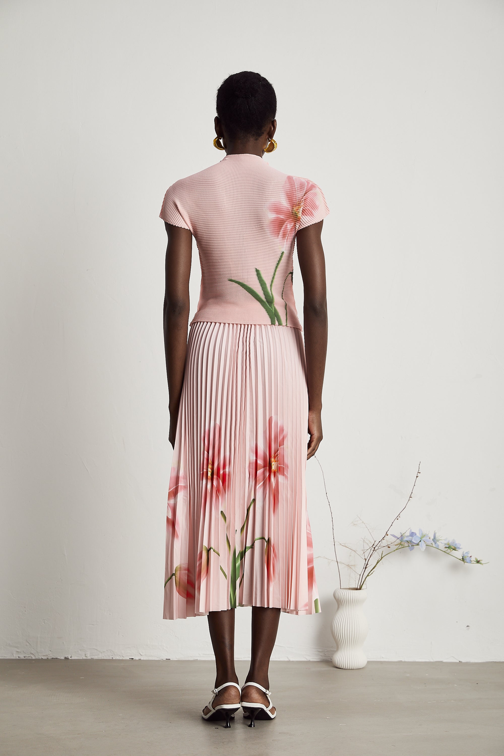 Justine floral-print stretch top & skirt matching set