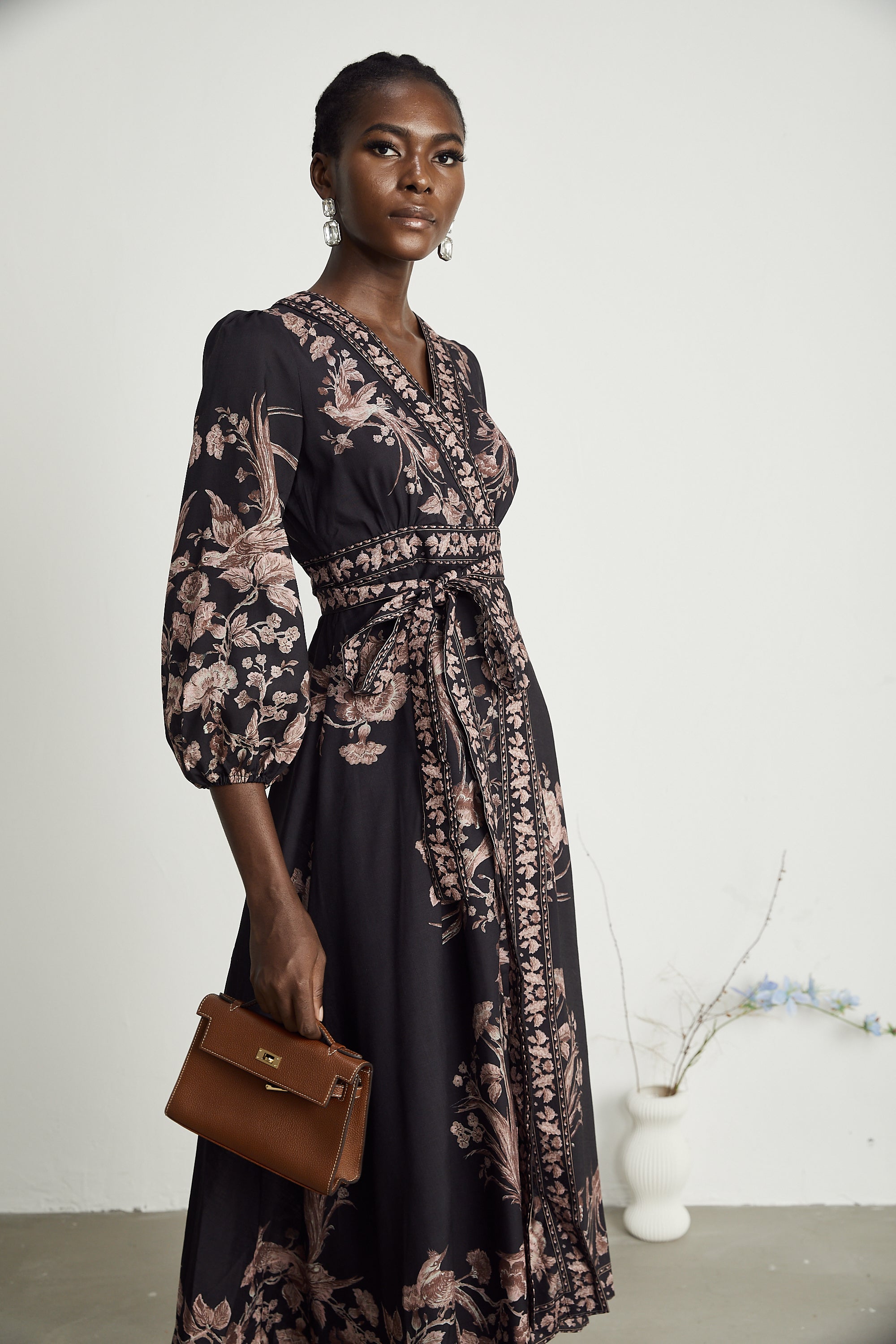 Apolline V-neck floral-printed midi dress