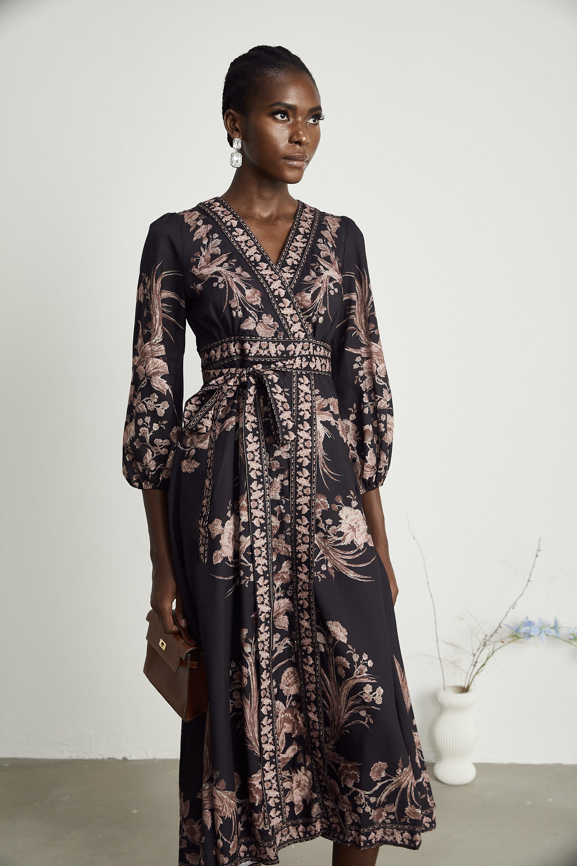 Apolline V-neck floral-printed midi dress