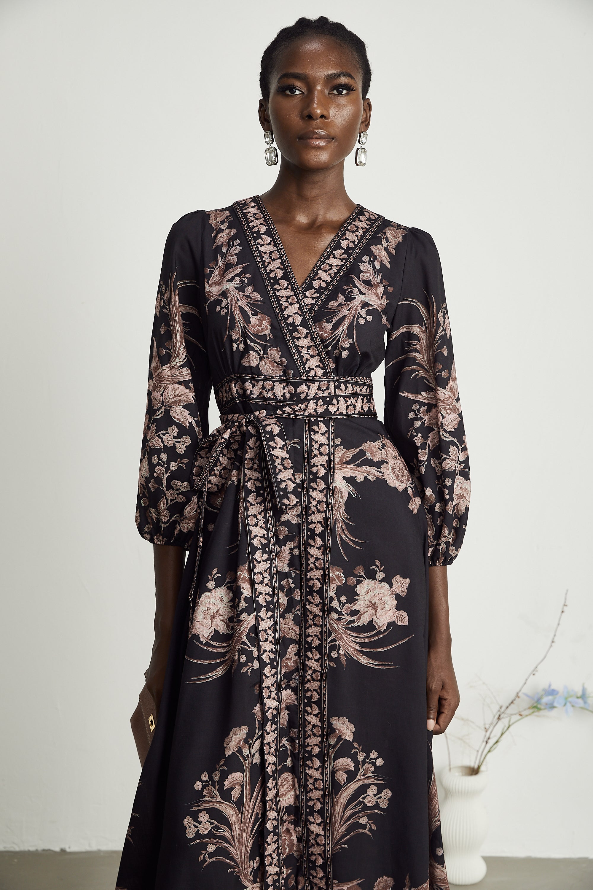 Apolline V-neck floral-printed midi dress