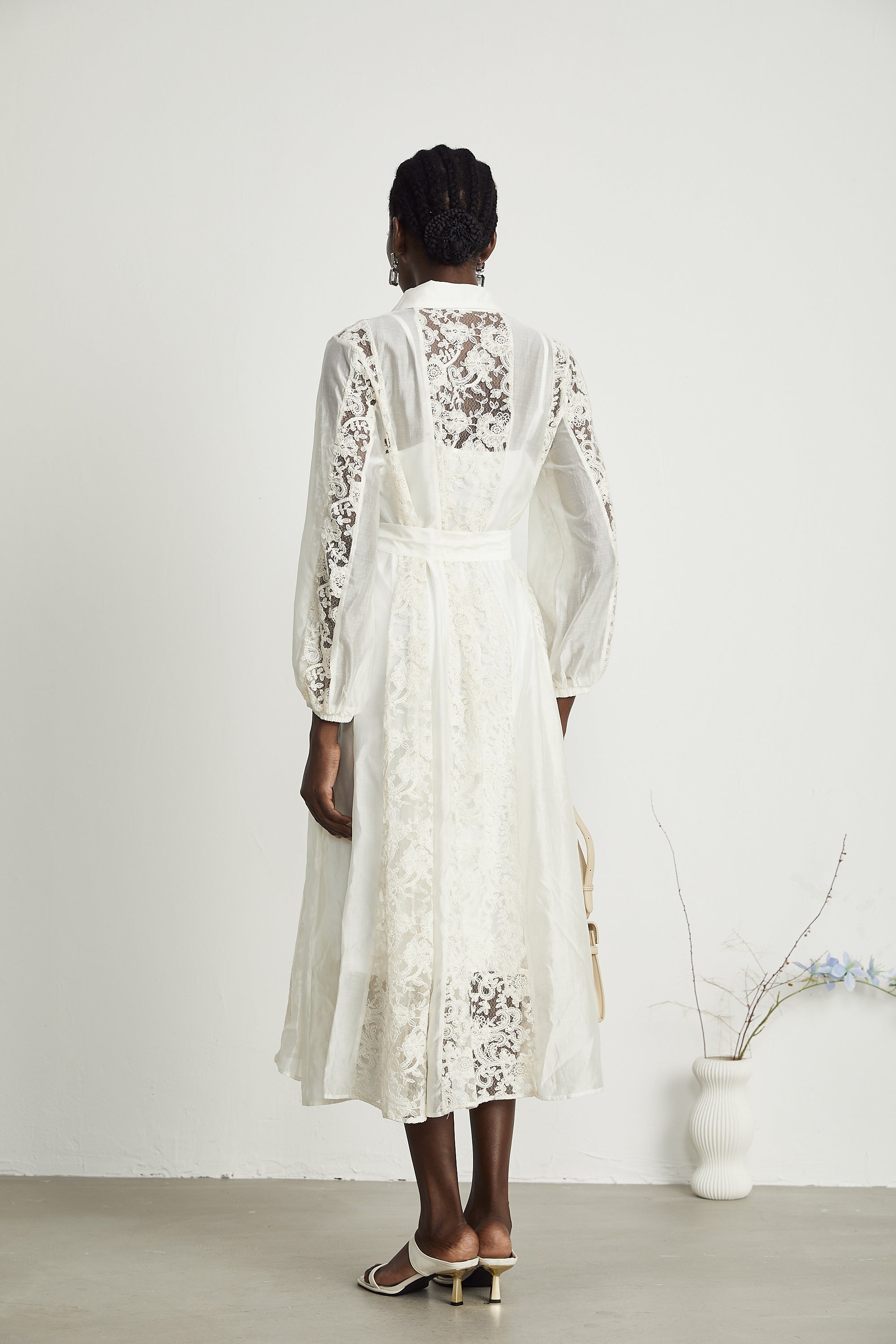 Francine lace-detail midi dress