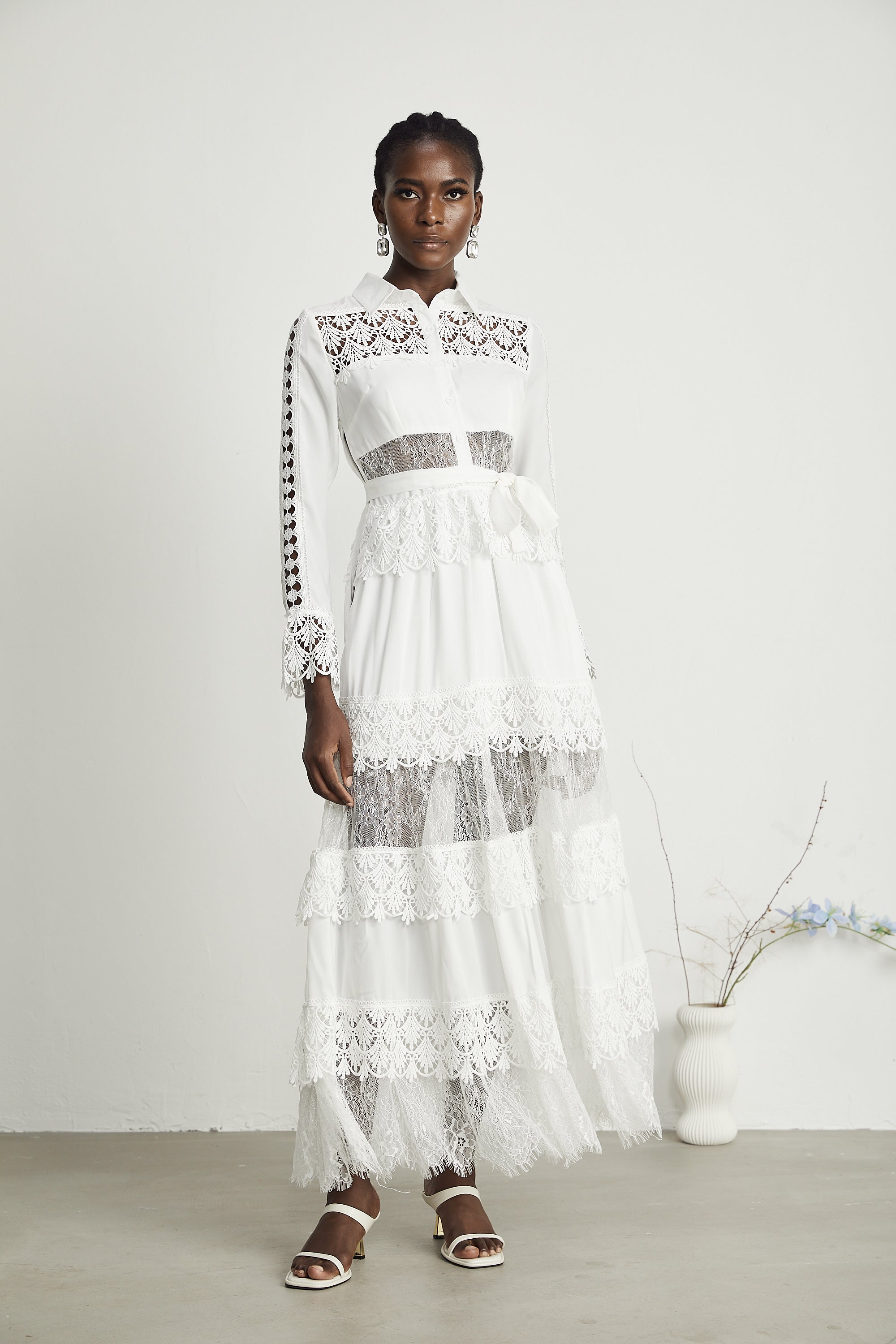 Toulouse lace-panelled cut-out maxi dress