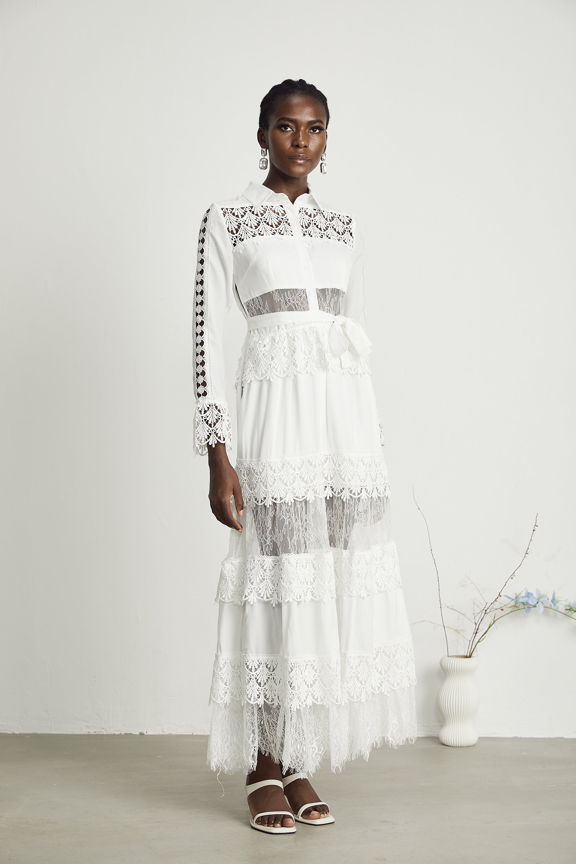 Toulouse lace-panelled cut-out maxi dress