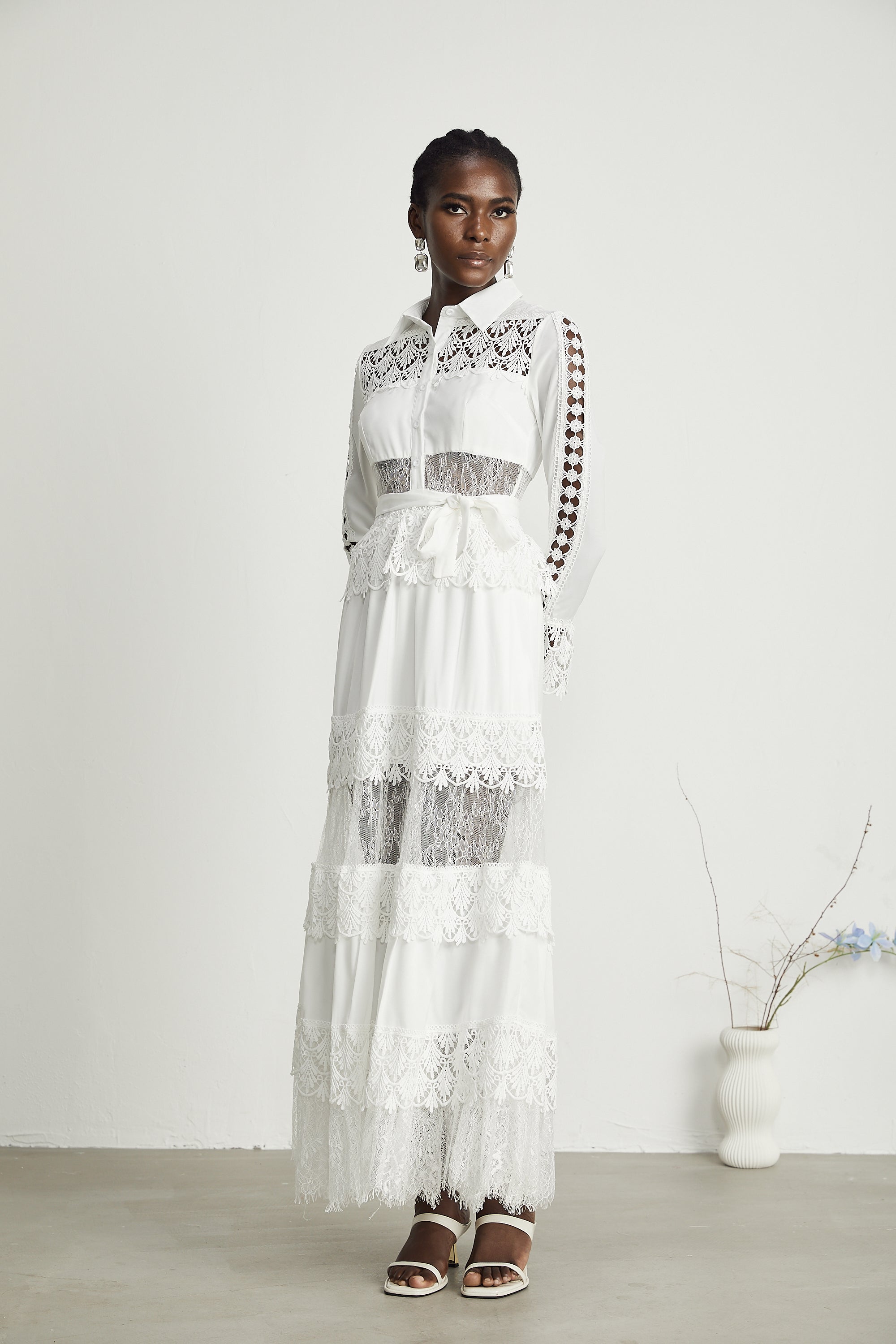 Toulouse lace-panelled cut-out maxi dress