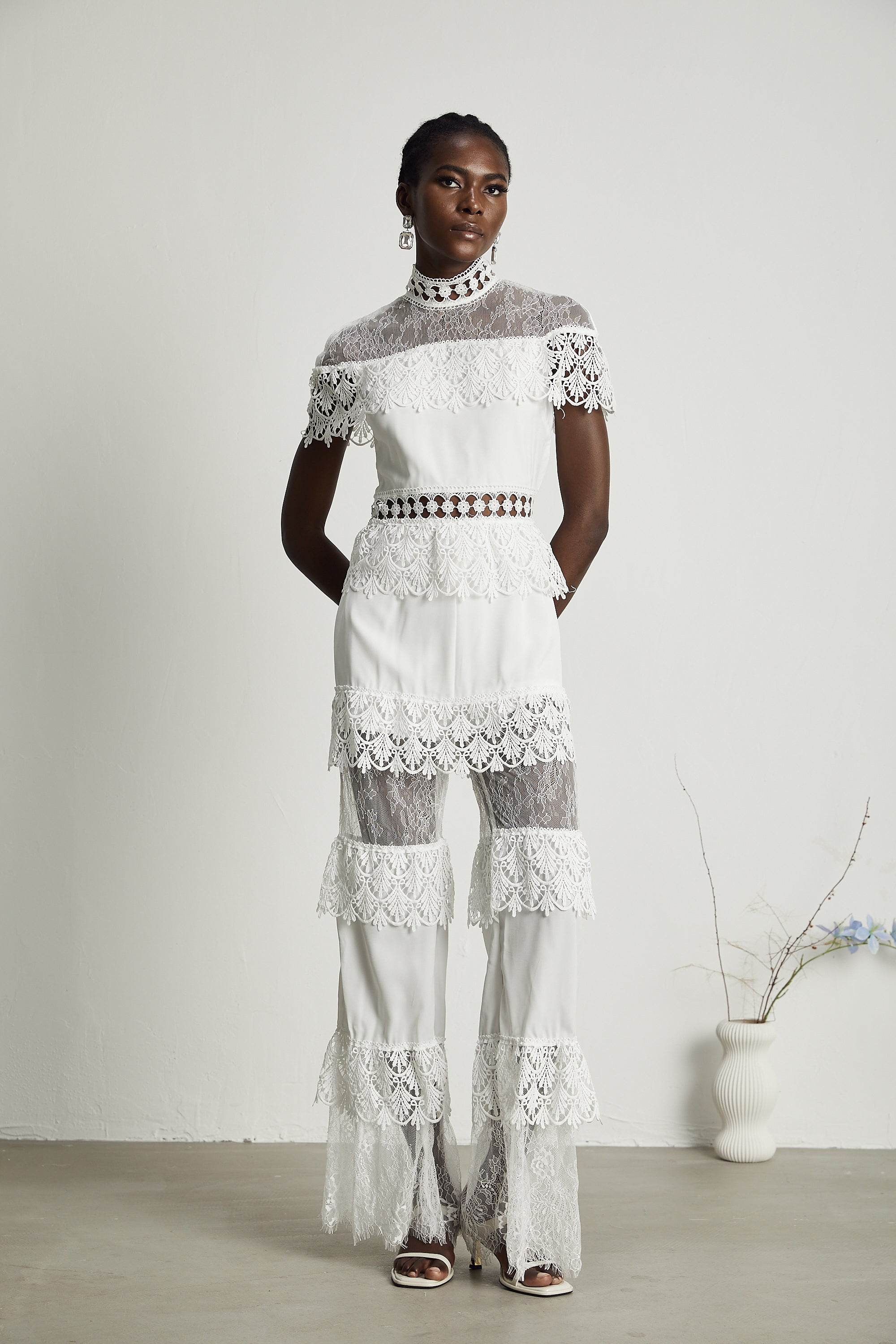 Martinique lace panelled jumpsuit