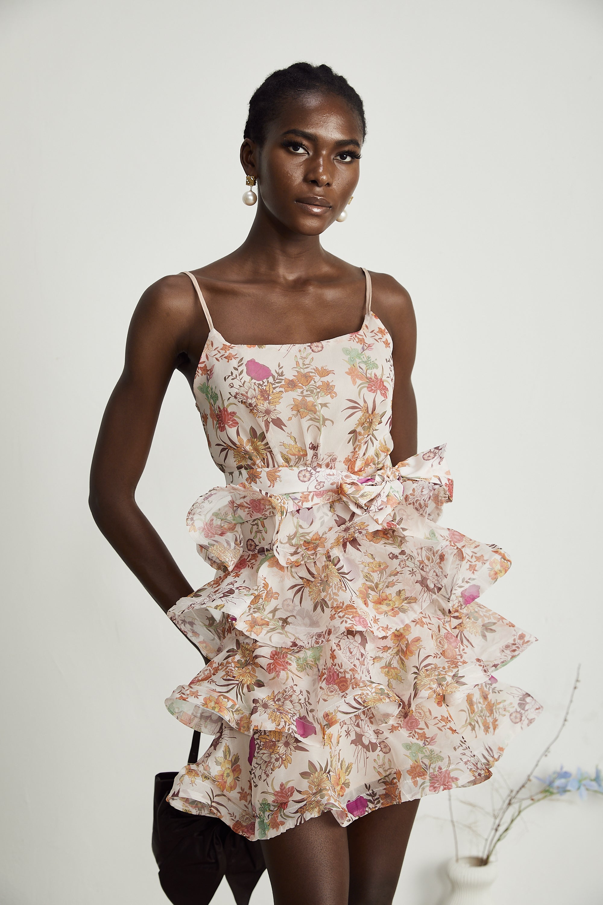 Camille ruffled floral-print mini dress