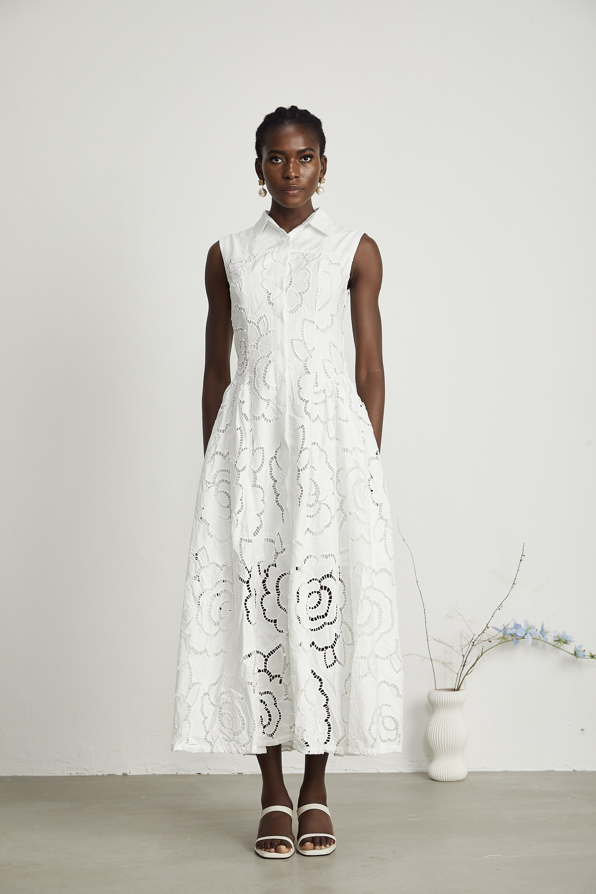 Titania broderie anglaise midi dress