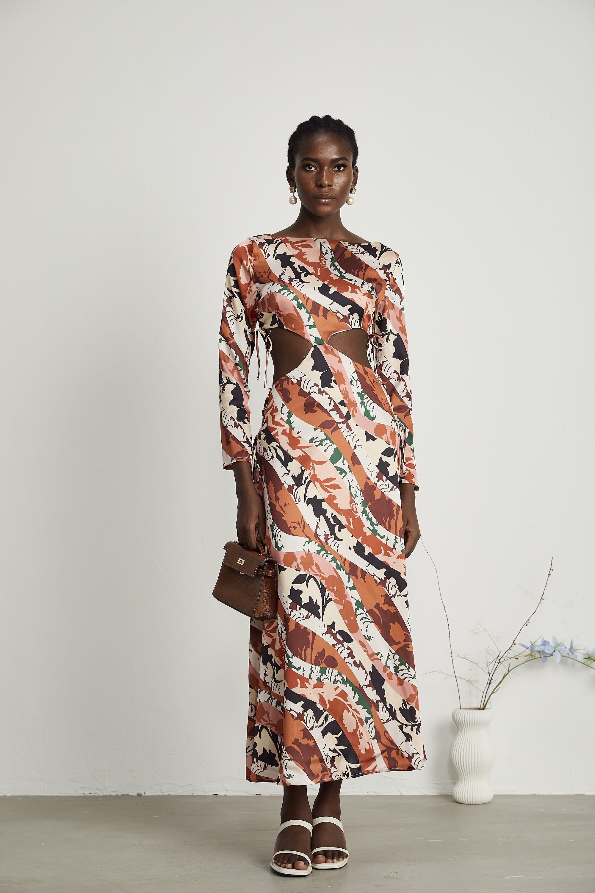 Perrine pattern-print cut-out midi dress