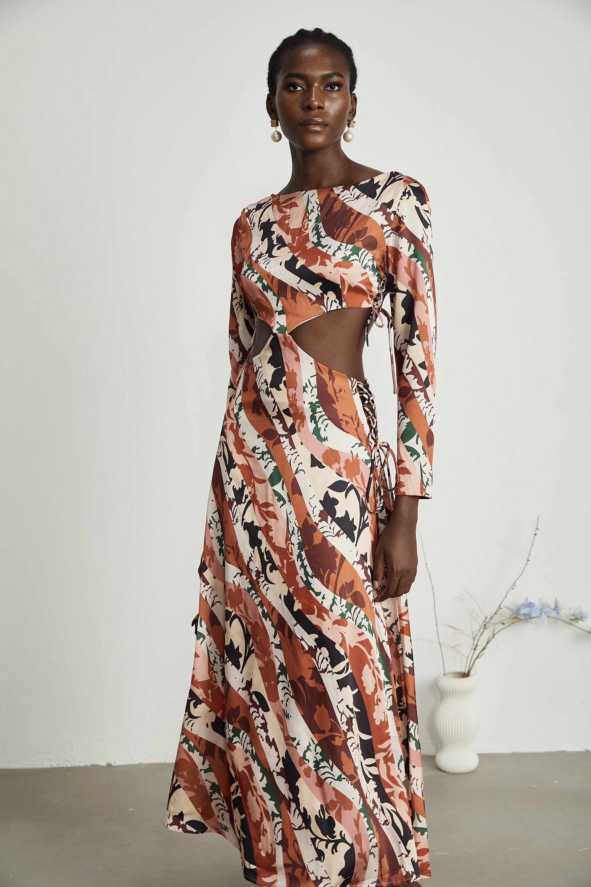 Perrine pattern-print cut-out midi dress