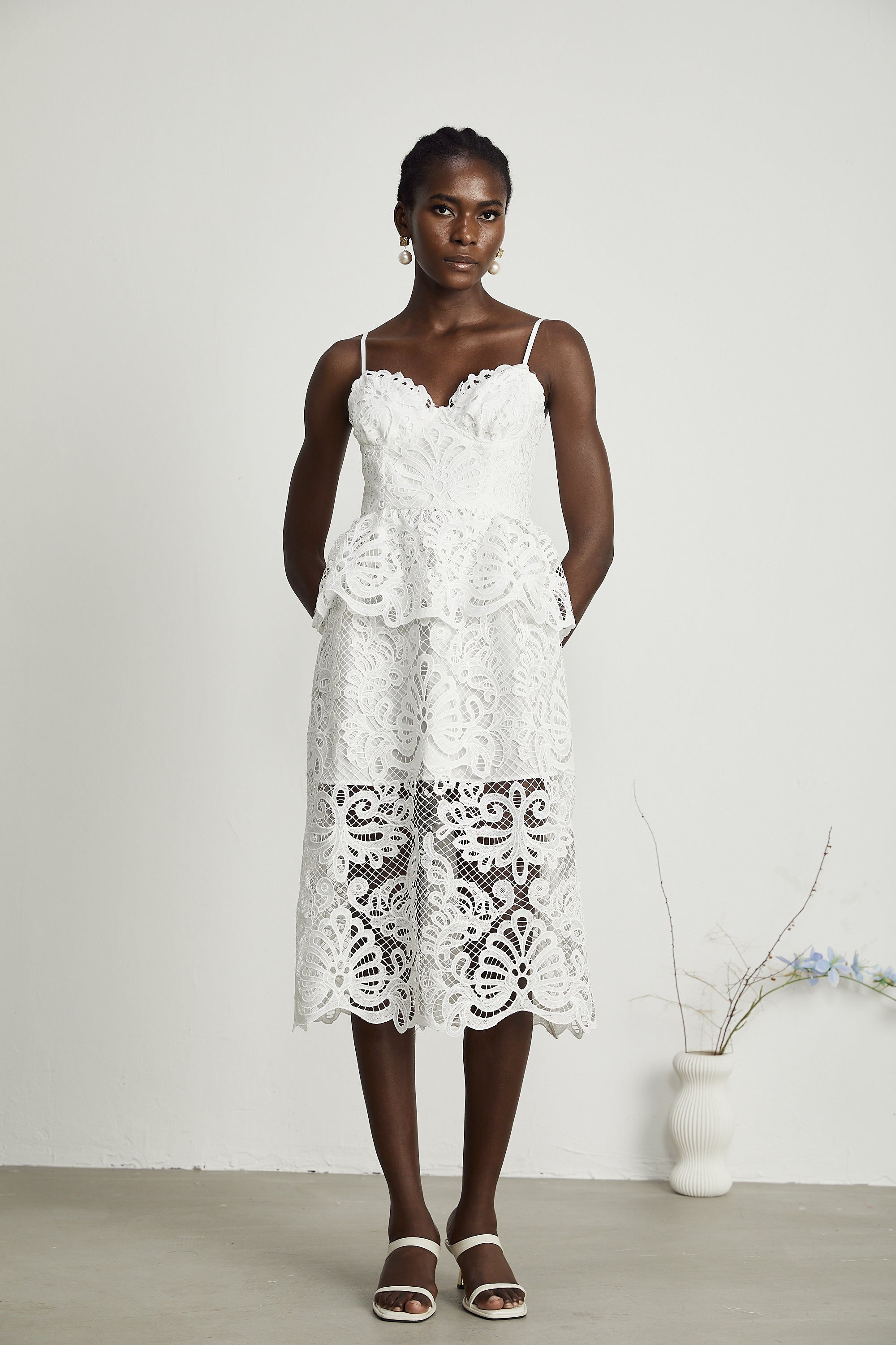 Austen guipure-lace midi dress