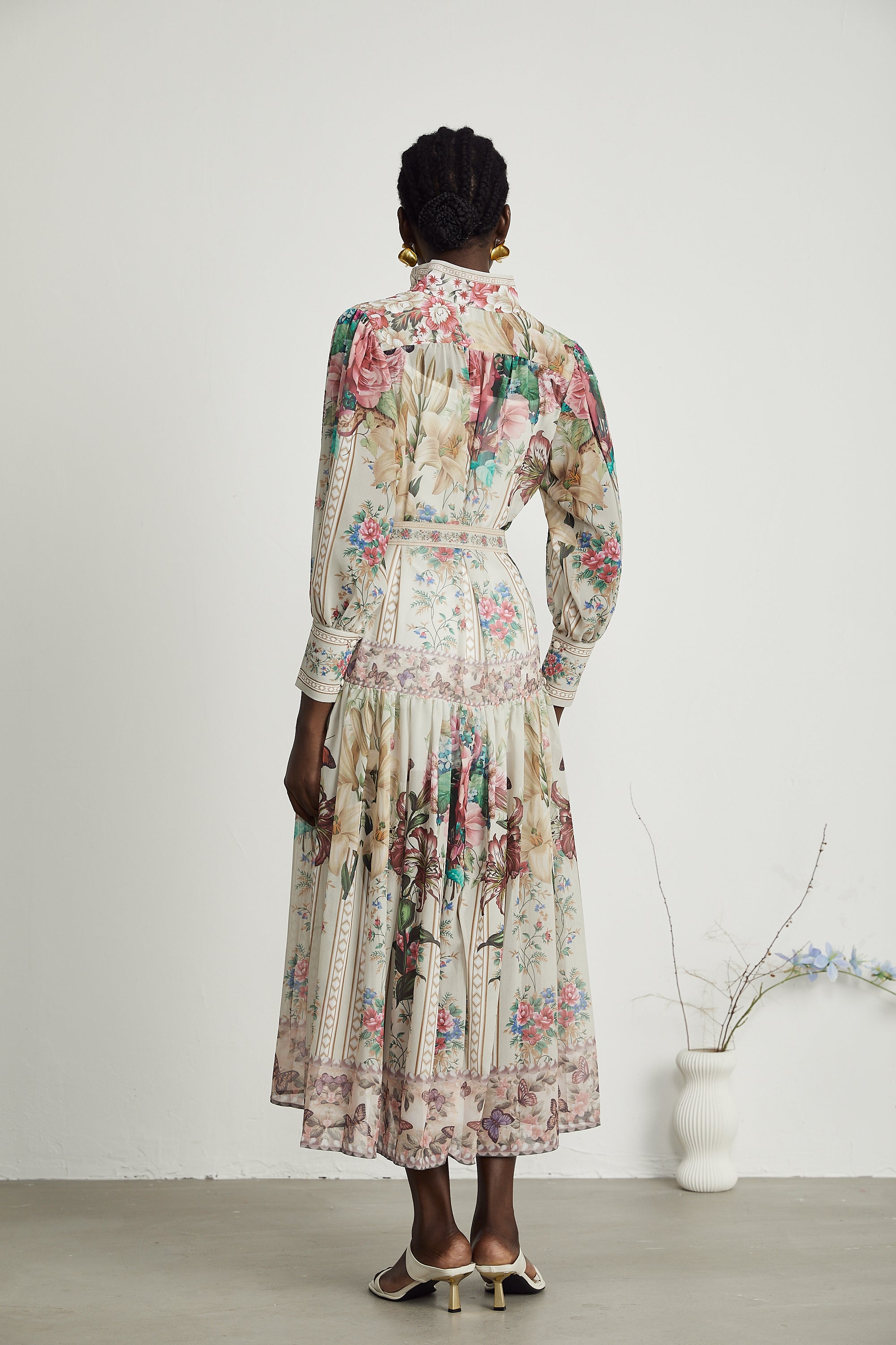 Filomena floral-print belted midi dress