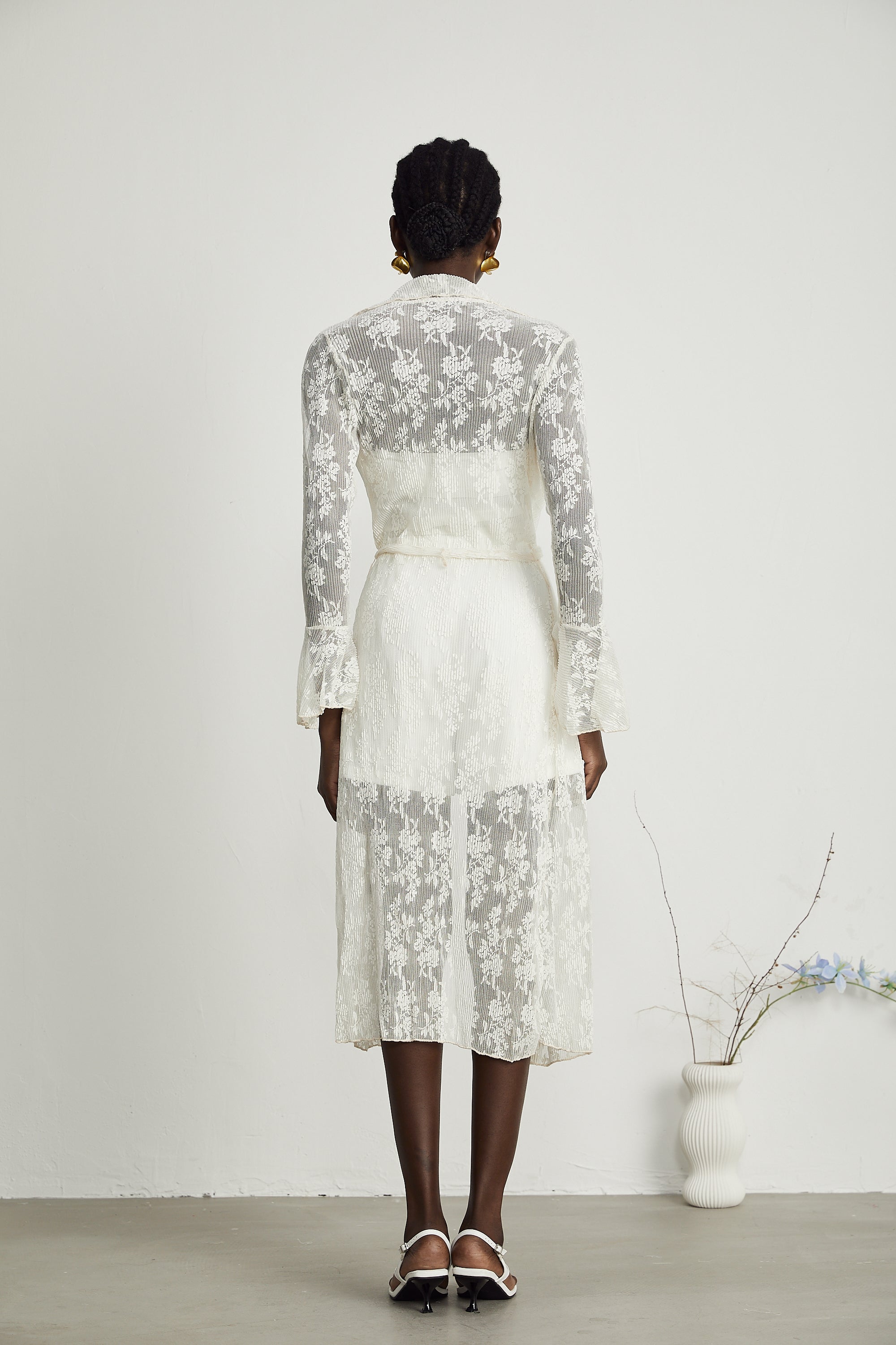 Marcella guipure-lace long cardigan