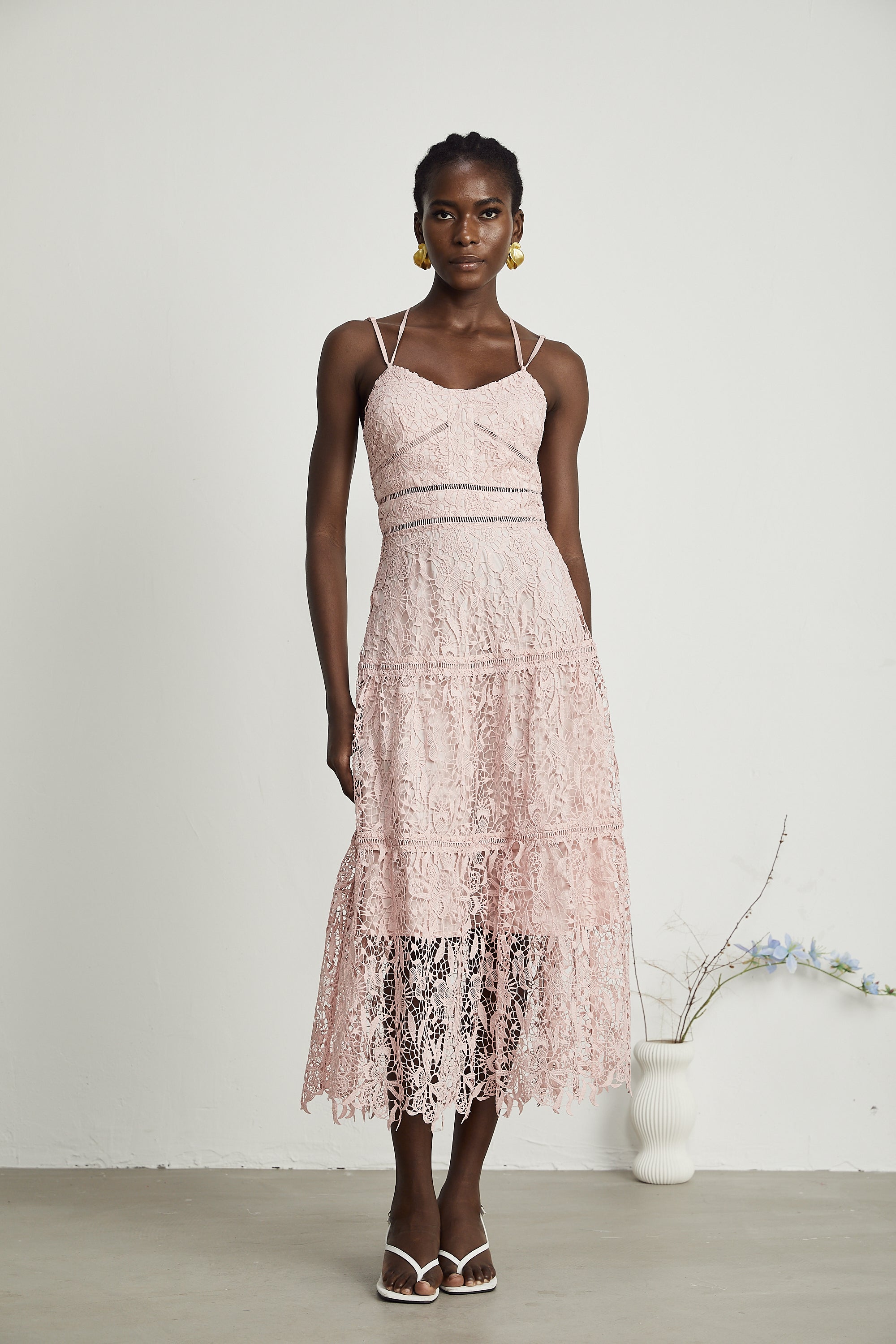 Alicia guipure-lace midi dress