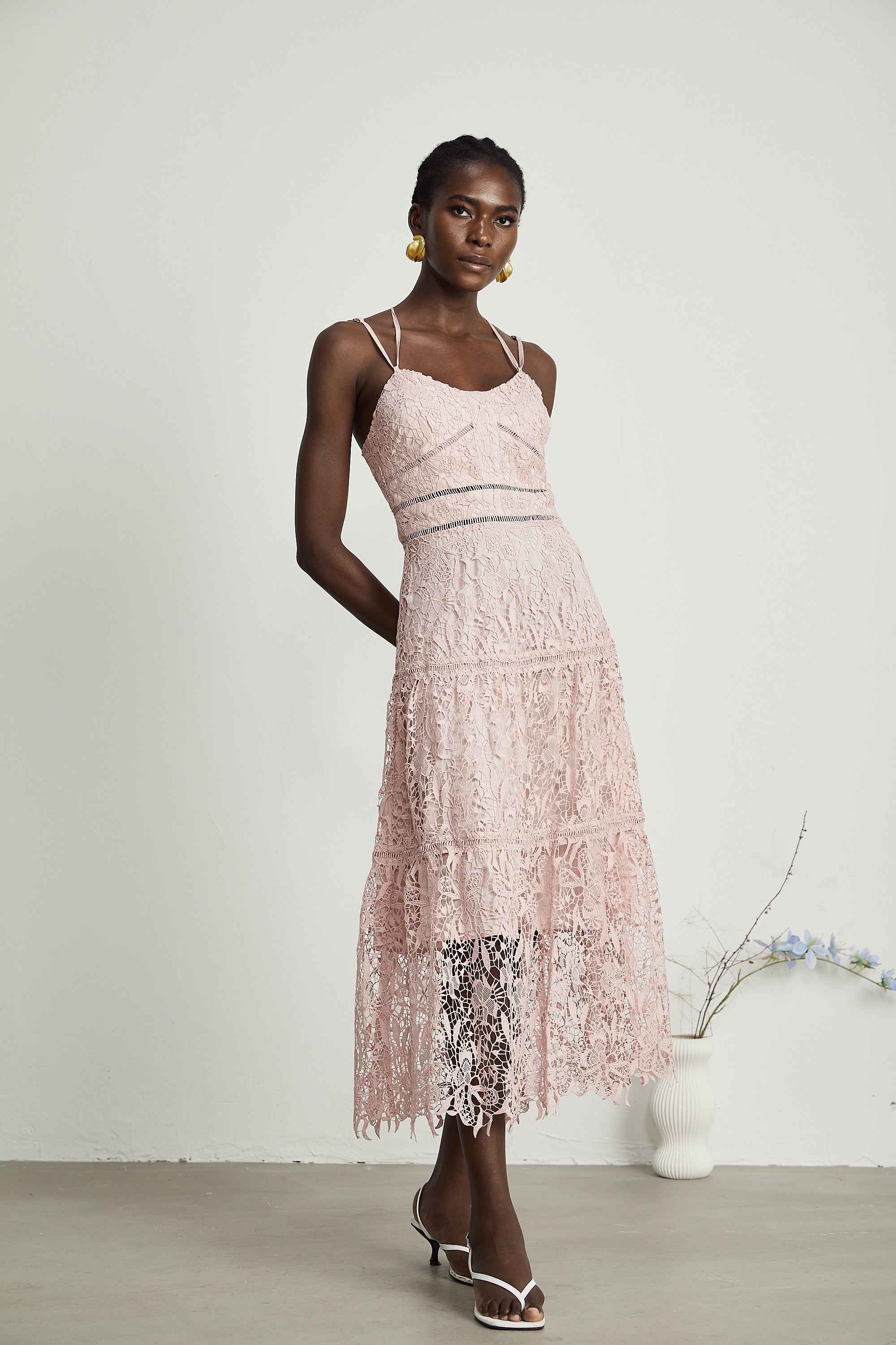 Alicia guipure-lace midi dress