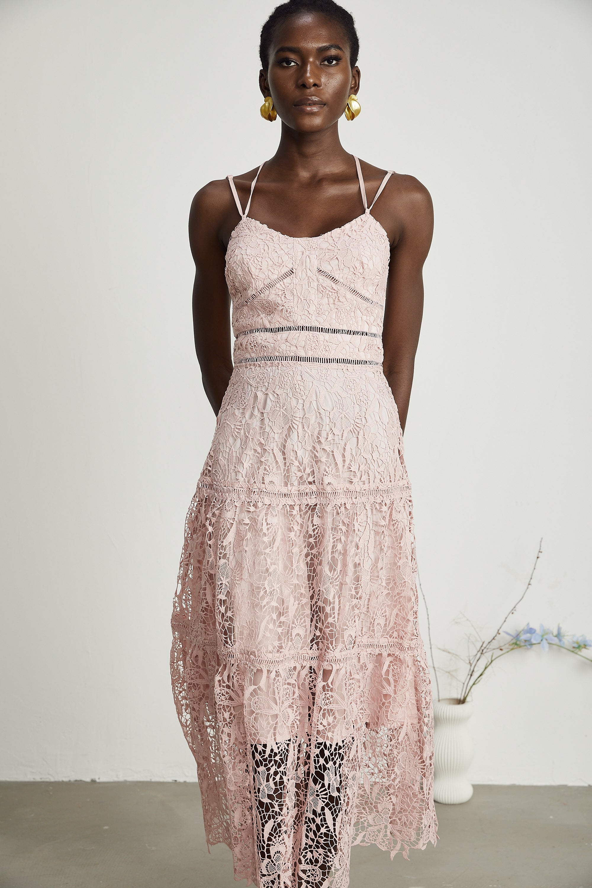 Alicia guipure-lace midi dress