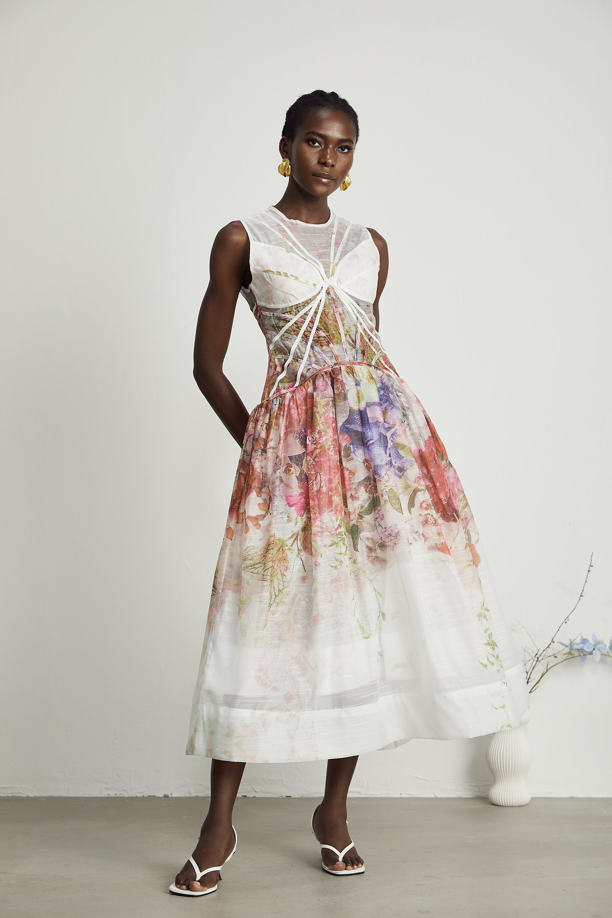 Lyrah floral-print sleeveless midi dress