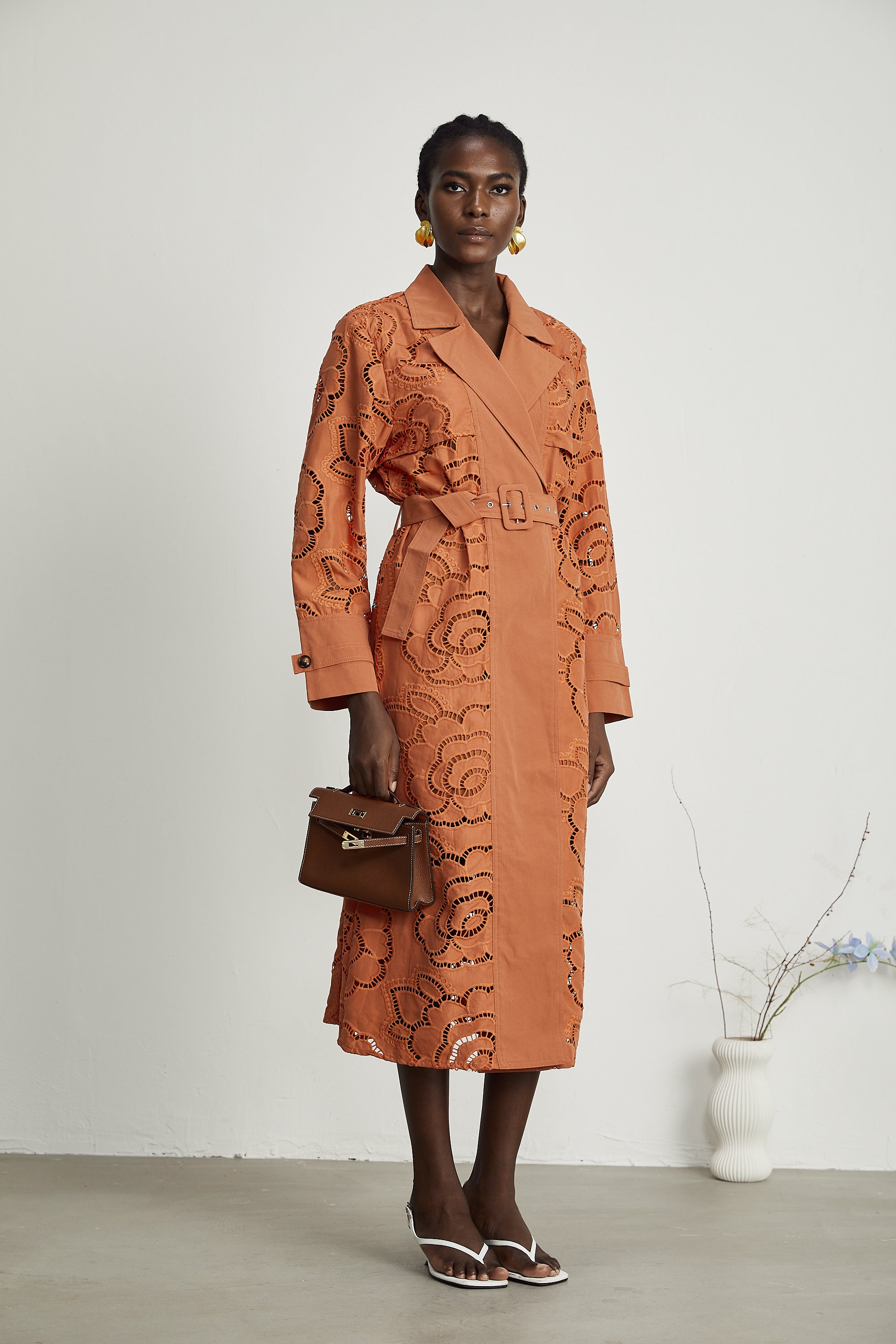 Martinique cut-out belted trench coat