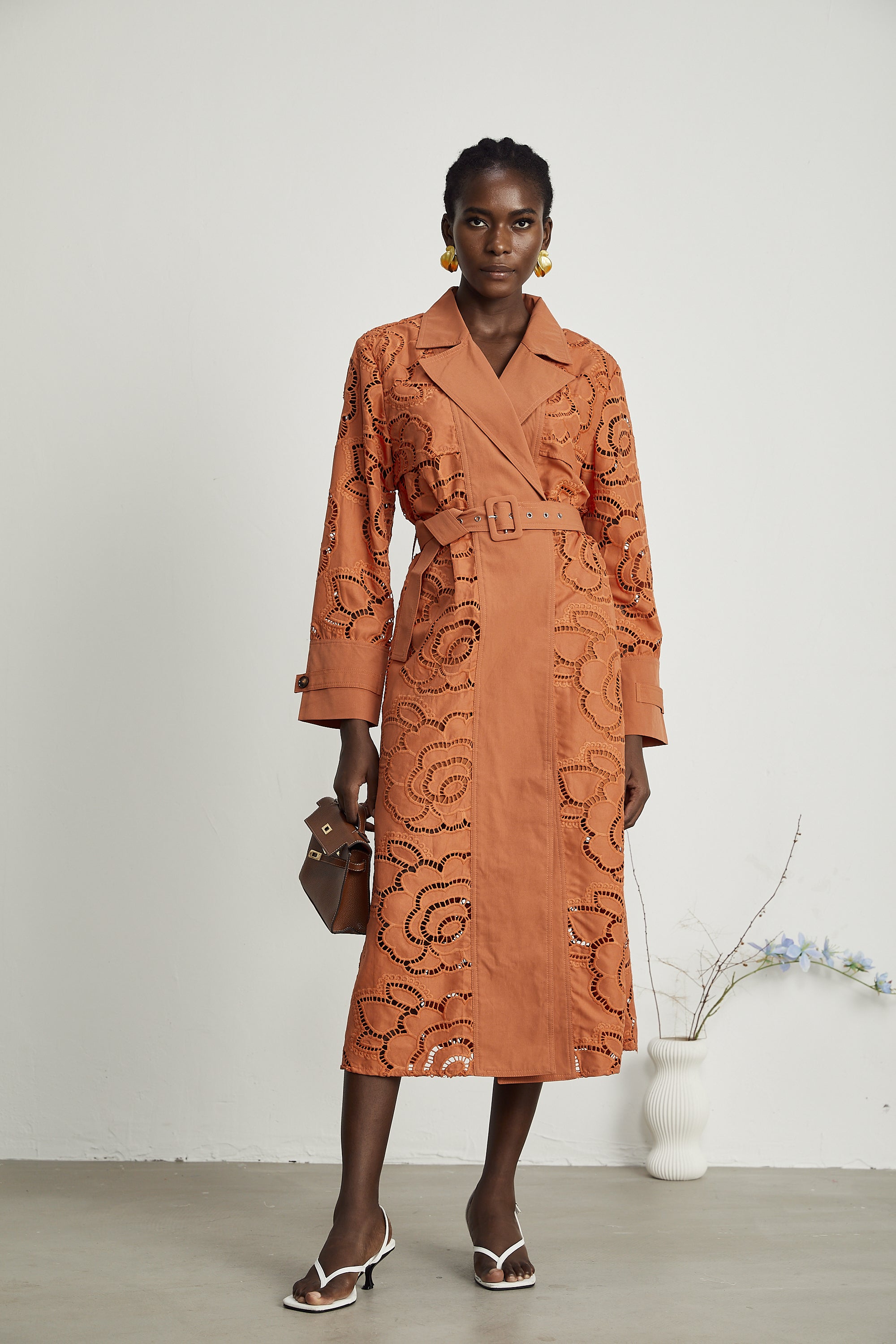 Martinique cut-out belted trench coat