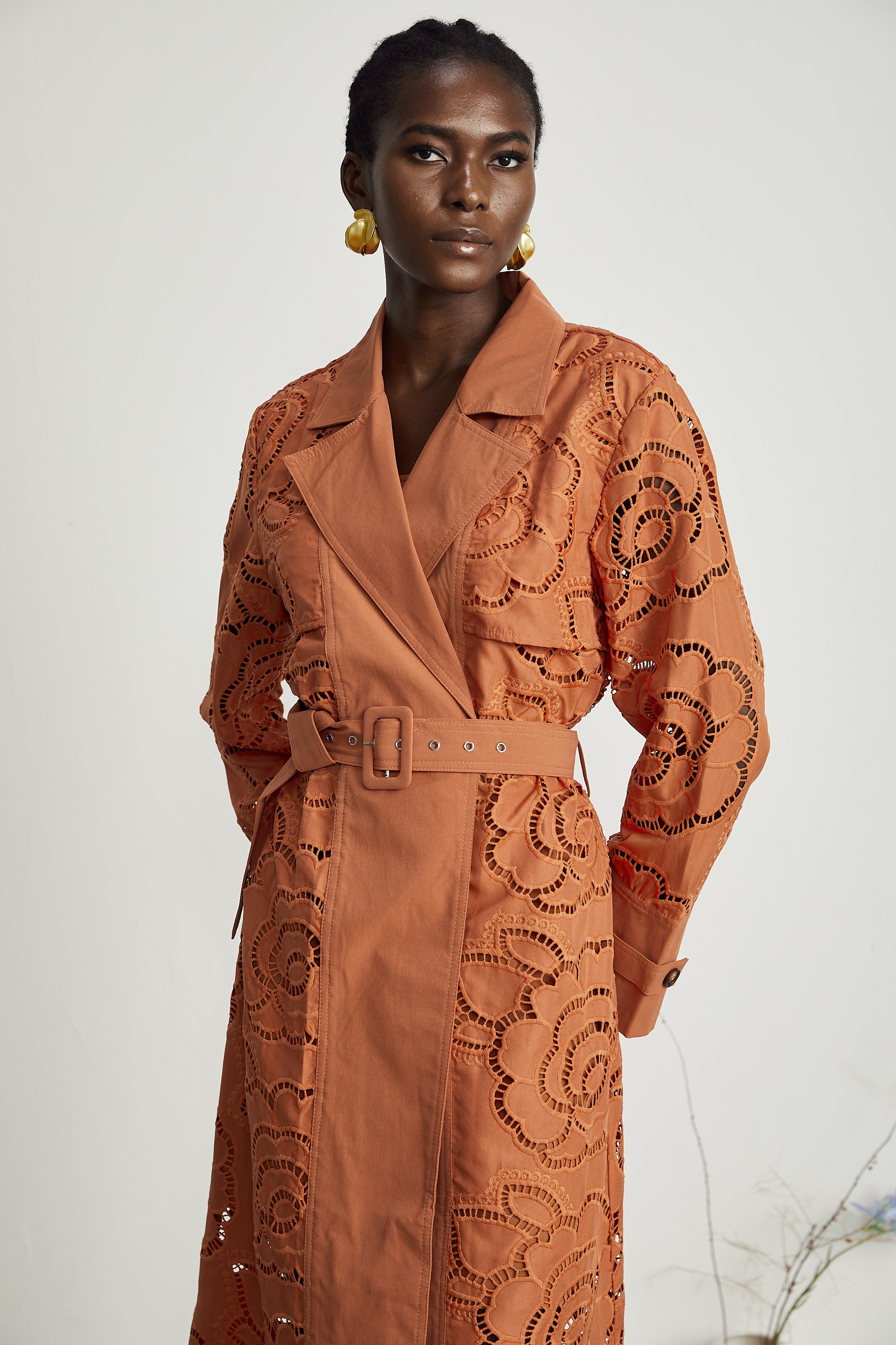 Martinique cut-out belted trench coat