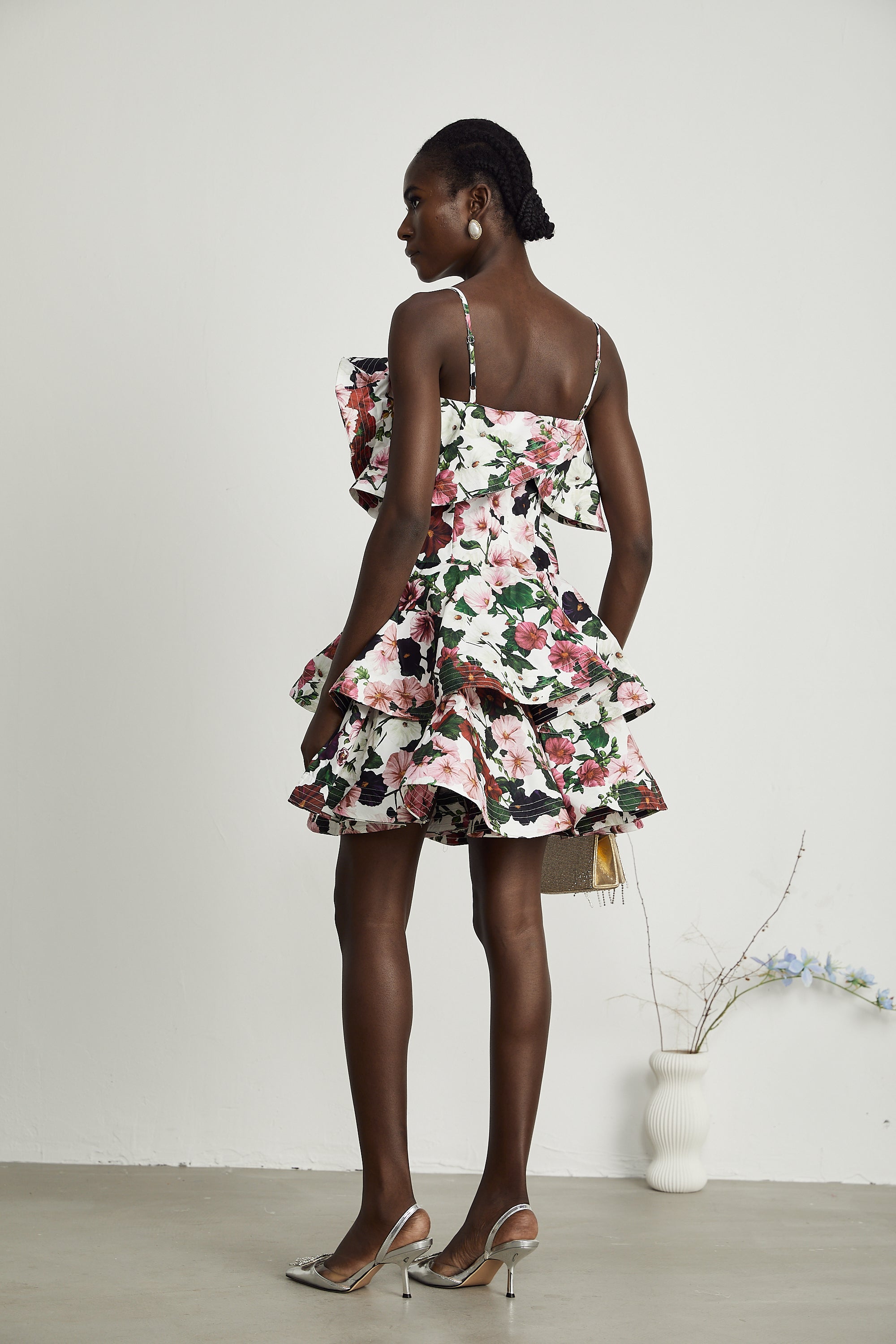 Marilyn poplin floral-print ruffled dress