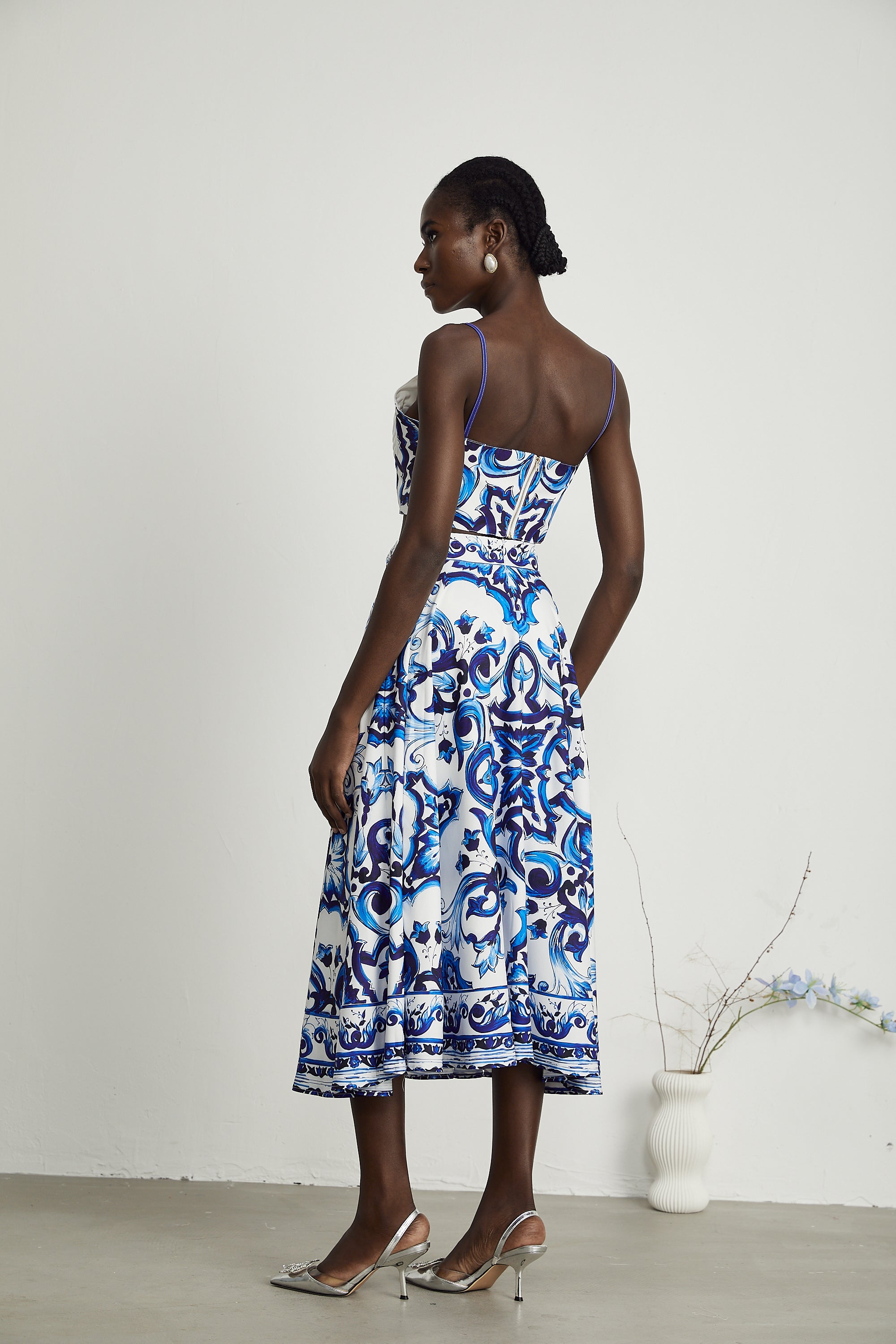 Allegra graphic-printed top & skirt matching set