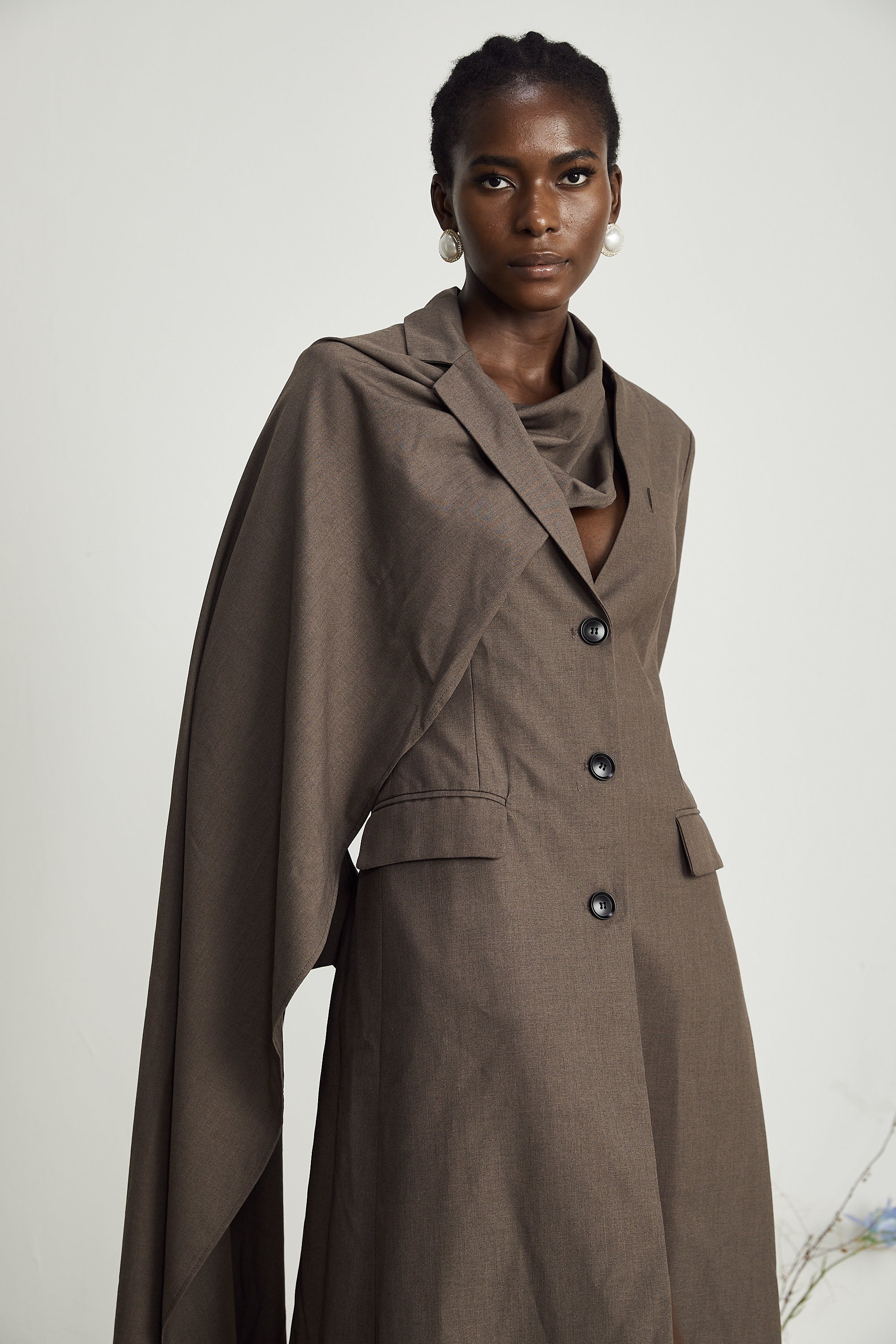 Cyrielle scarf-neck trench coat