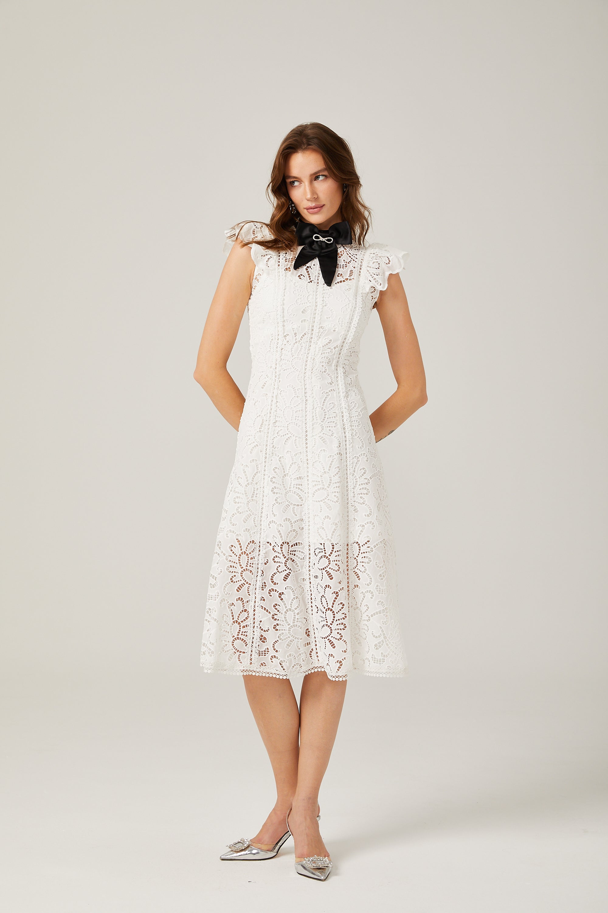 Chloé lace cut-out bowknot mini dress