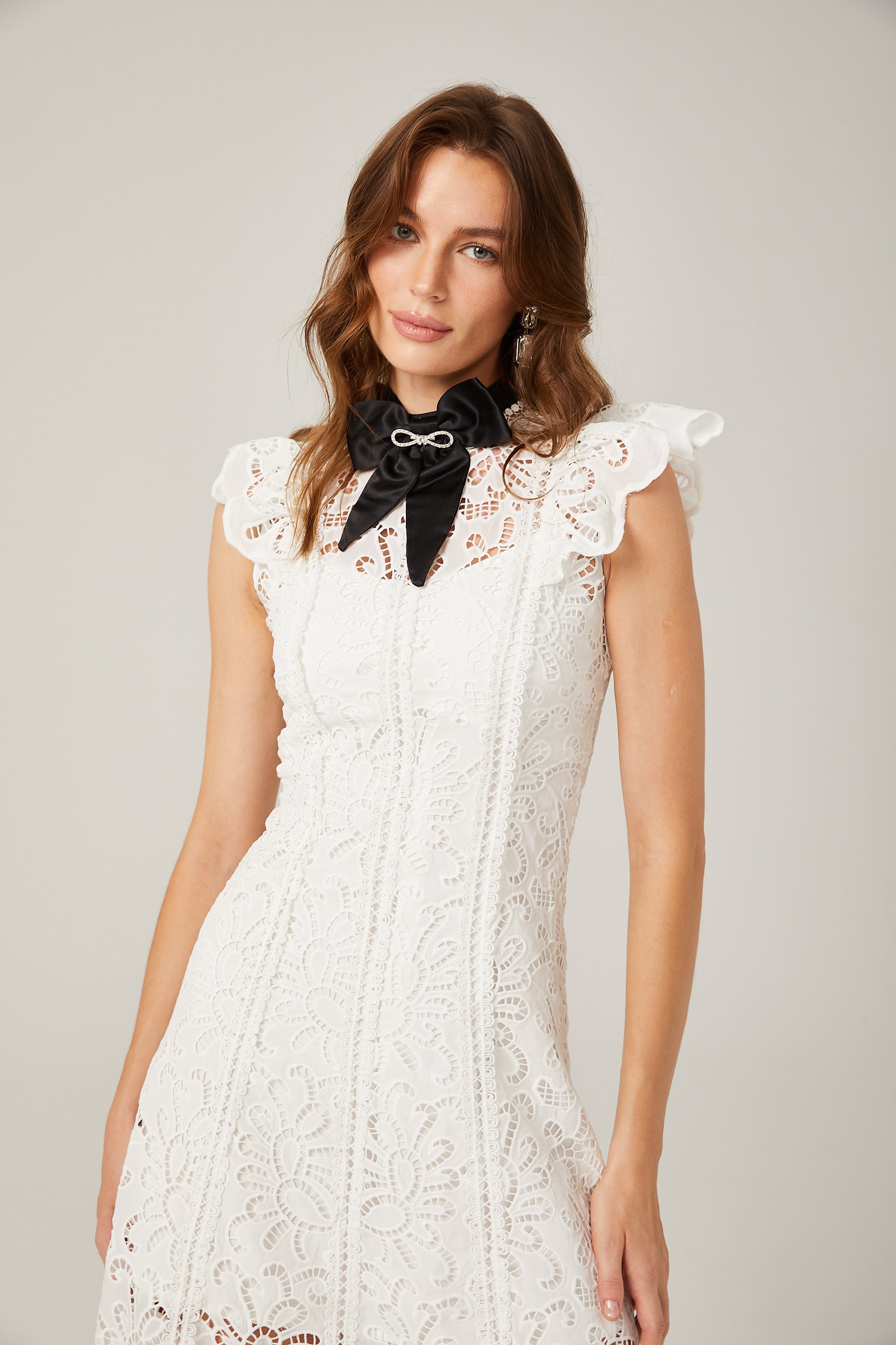 Chloé lace cut-out bowknot mini dress