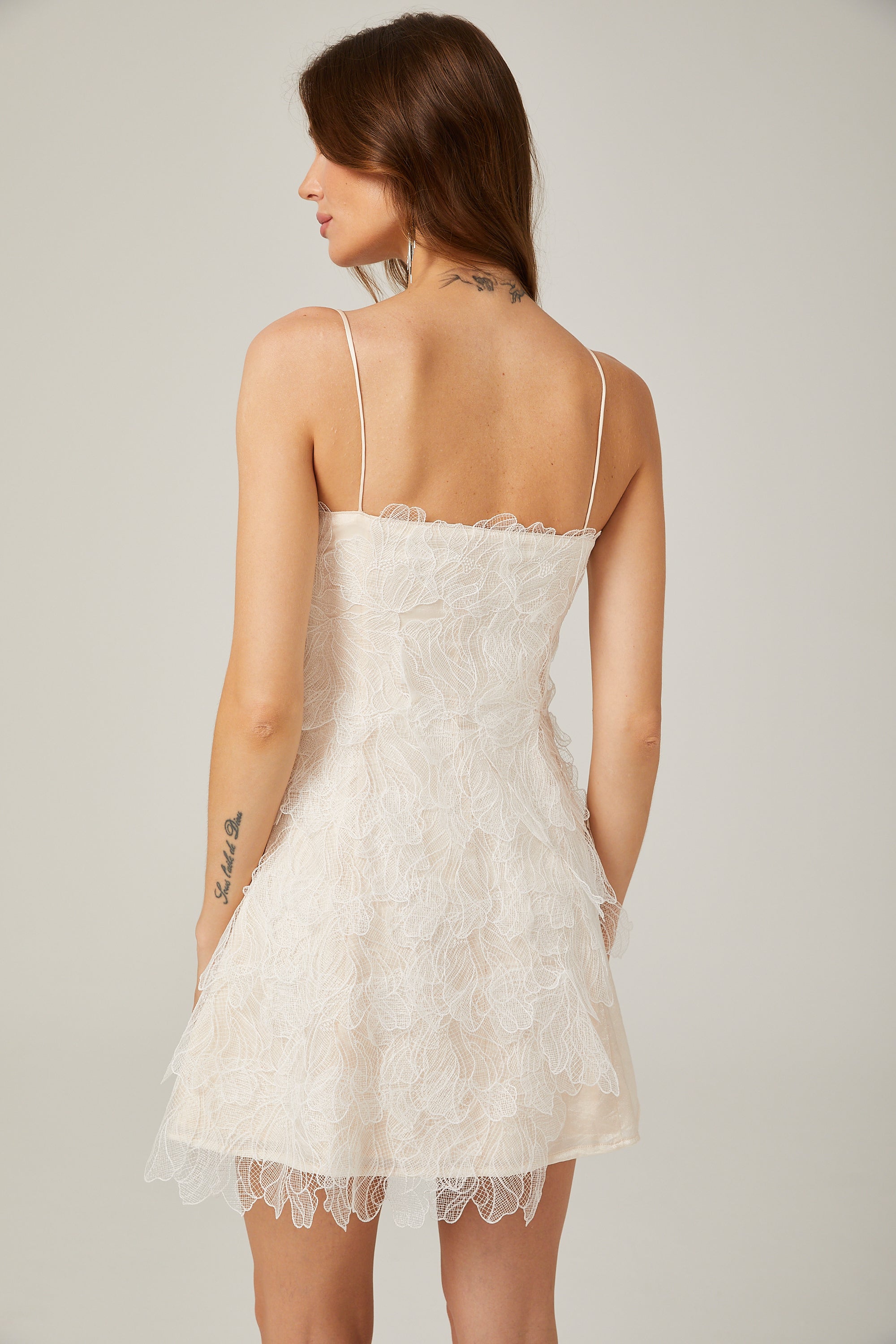 Brielle white lace sleeveless mini dress