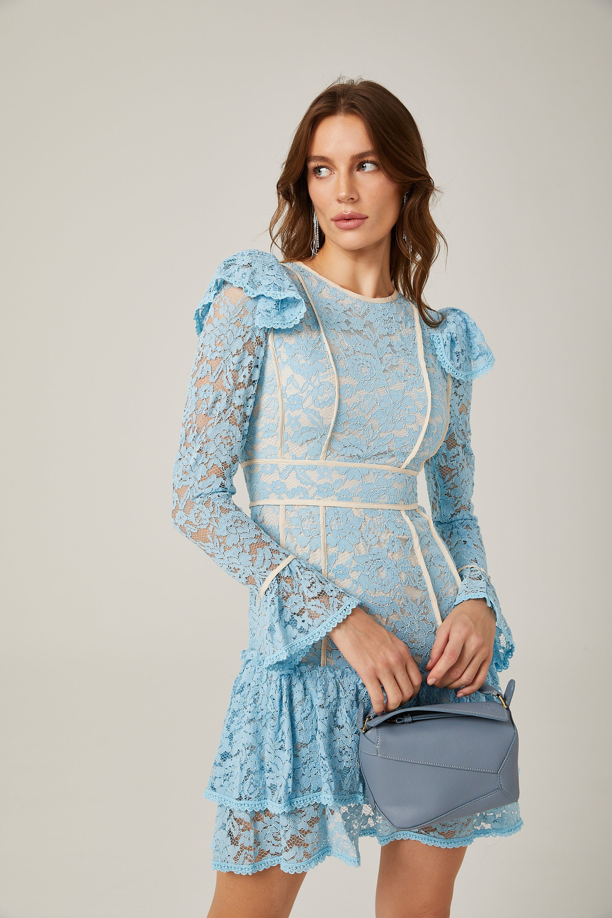 Sylvie lace floral embroidered mini dress