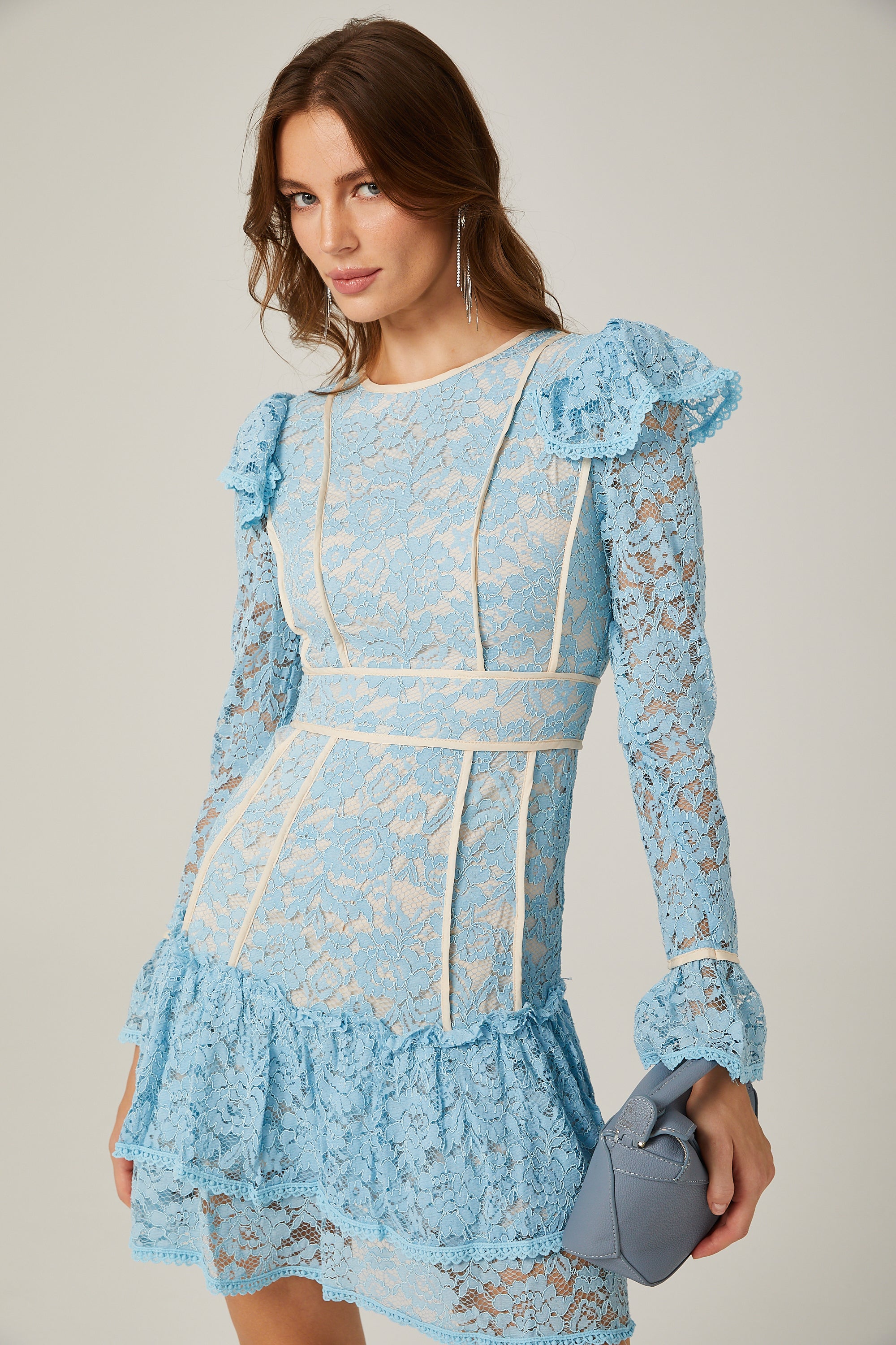 Sylvie lace floral embroidered mini dress