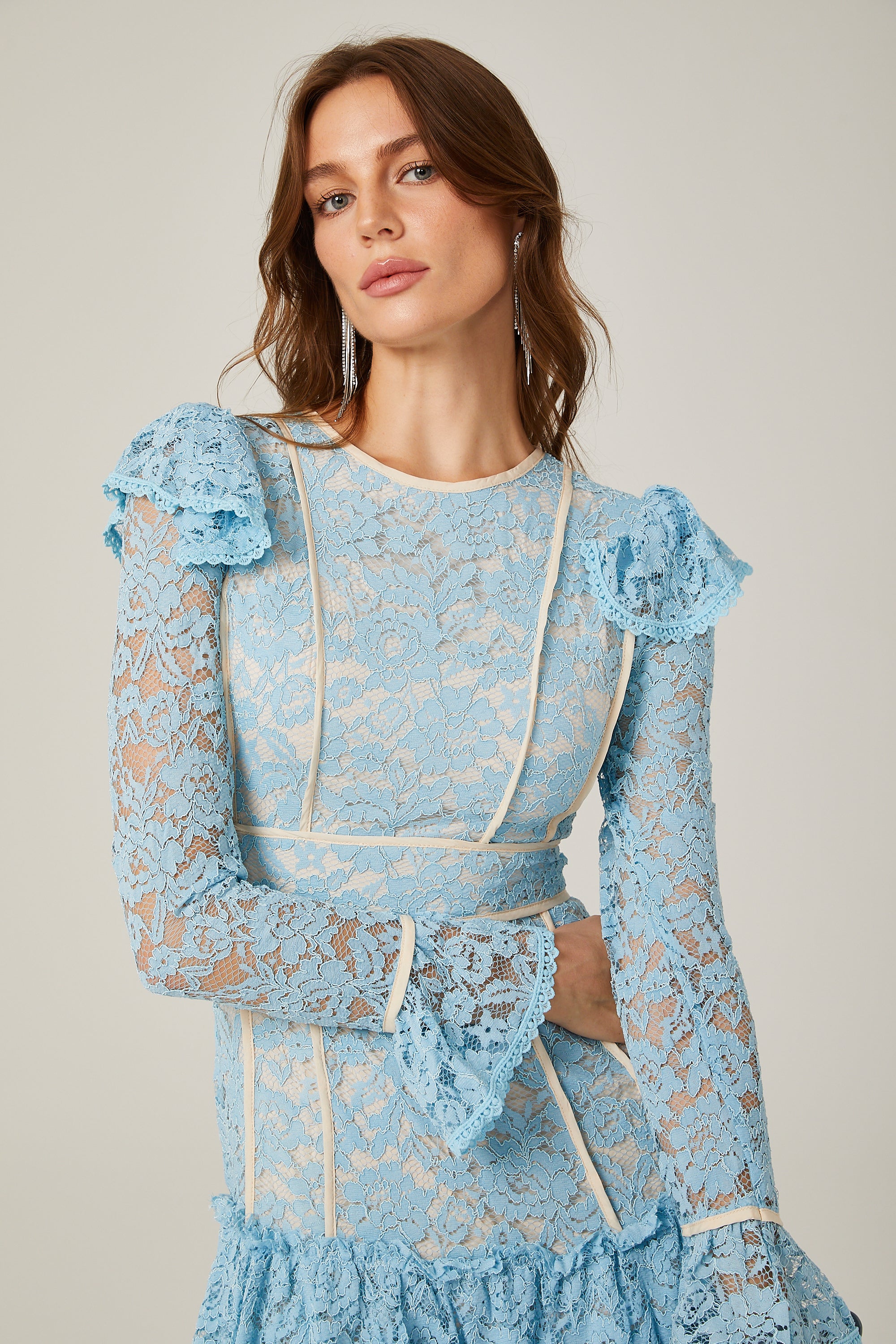 Sylvie lace floral embroidered mini dress